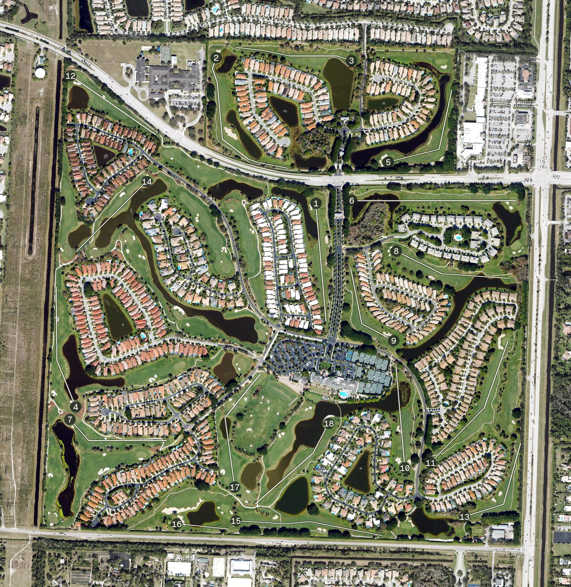 Aerial view of Wycliffe Golf & Country Club, FL