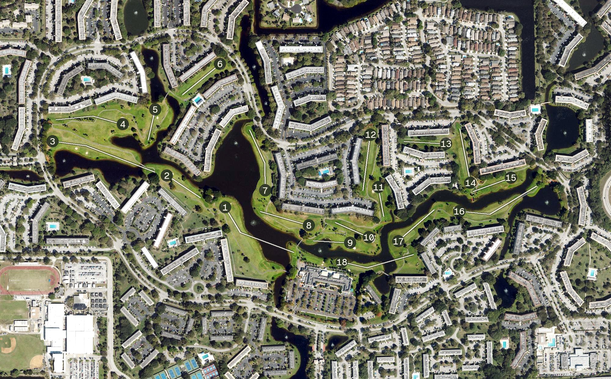 Aerial view of Wynmoor Golf Course, FL
