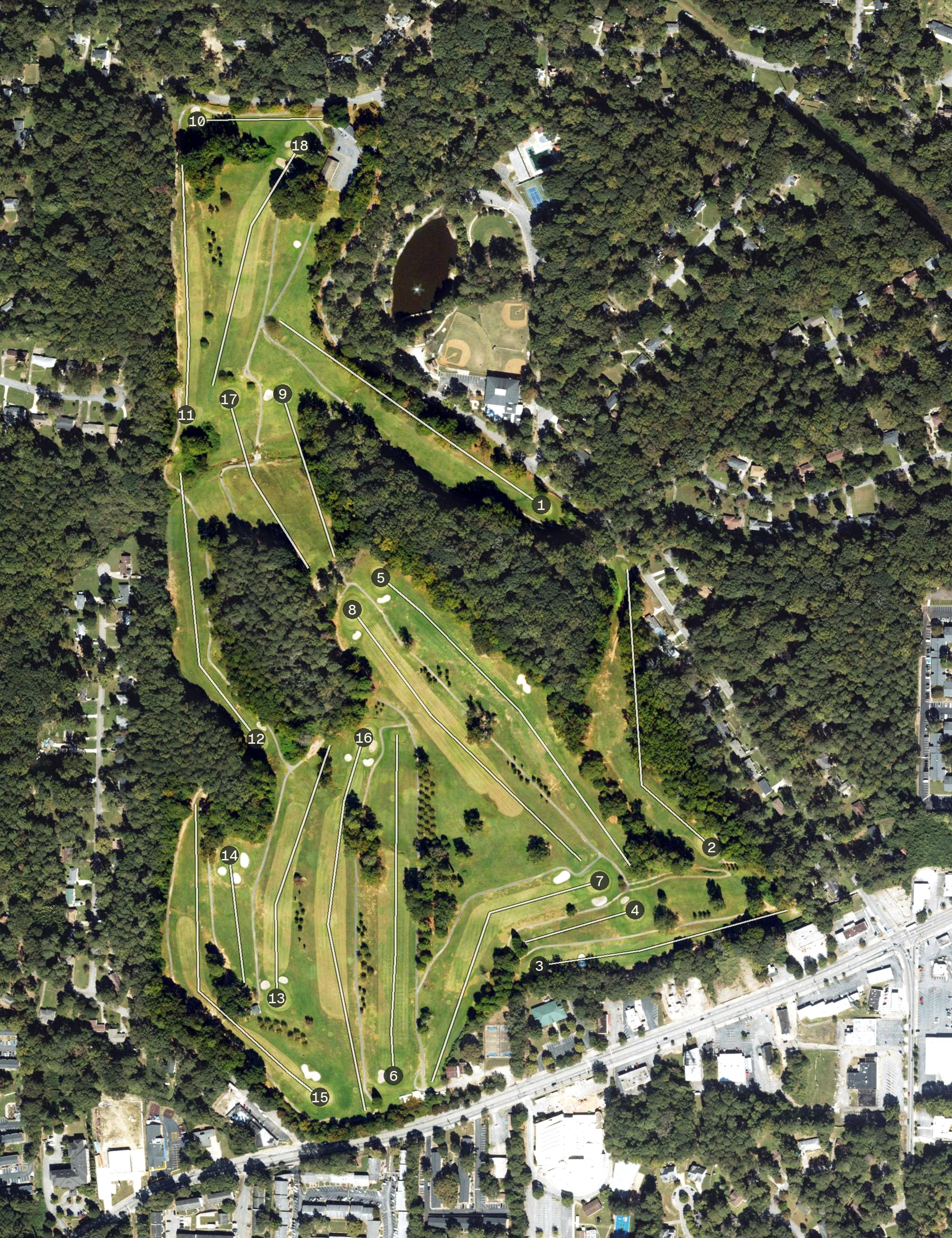 Aerial view of Alfred Tup Holmes Golf Course, GA