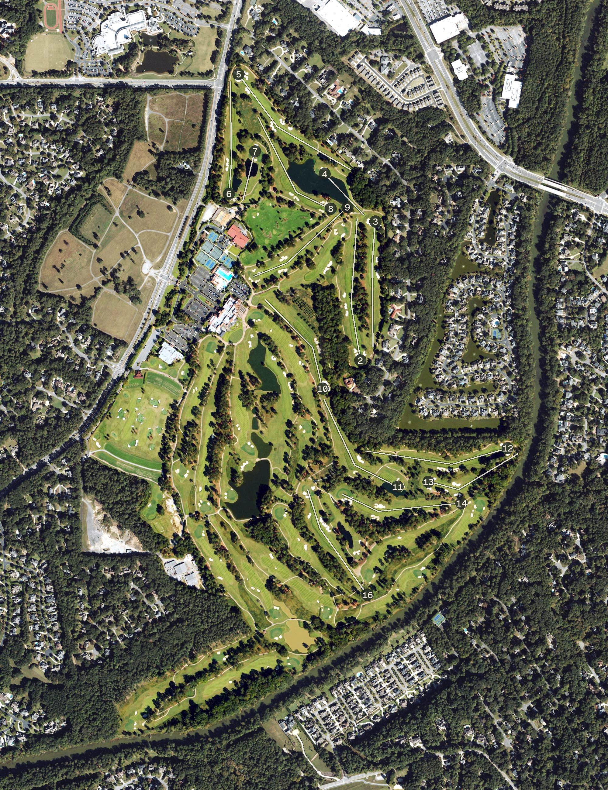 Aerial view of Atlanta Athletic Club, GA