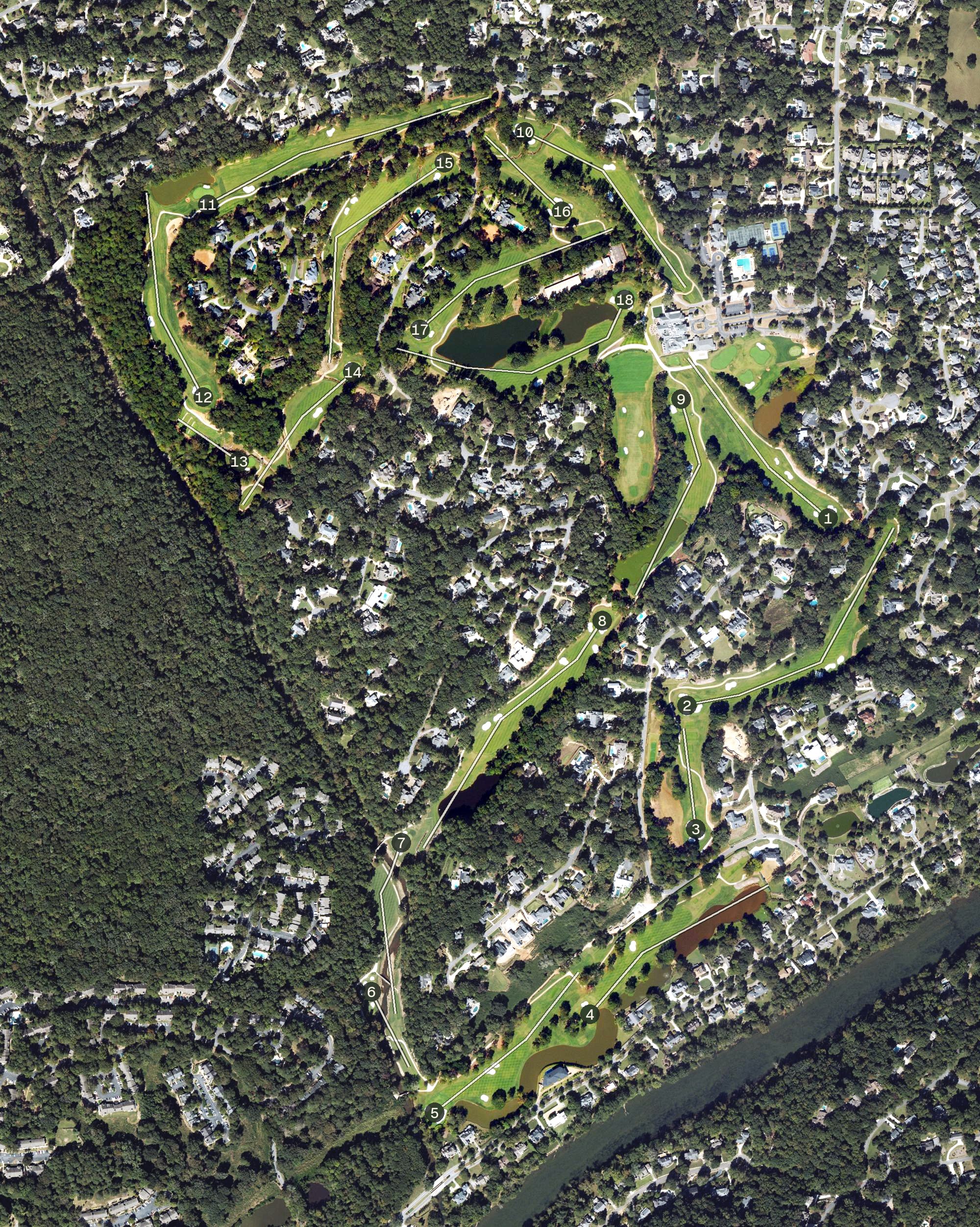 Aerial view of Atlanta Country Club Golf Course, GA