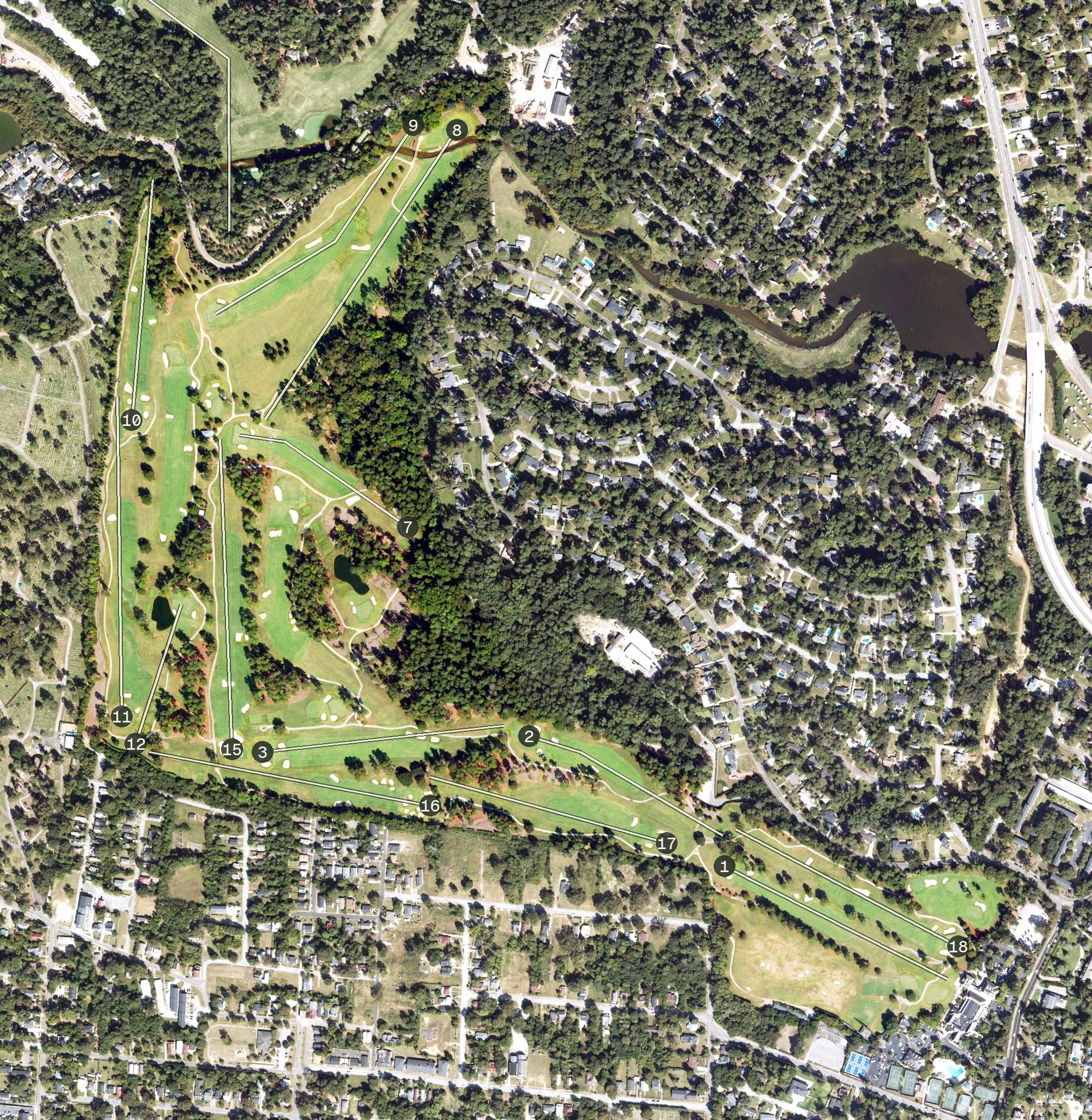 Aerial view of Augusta Country Club, GA