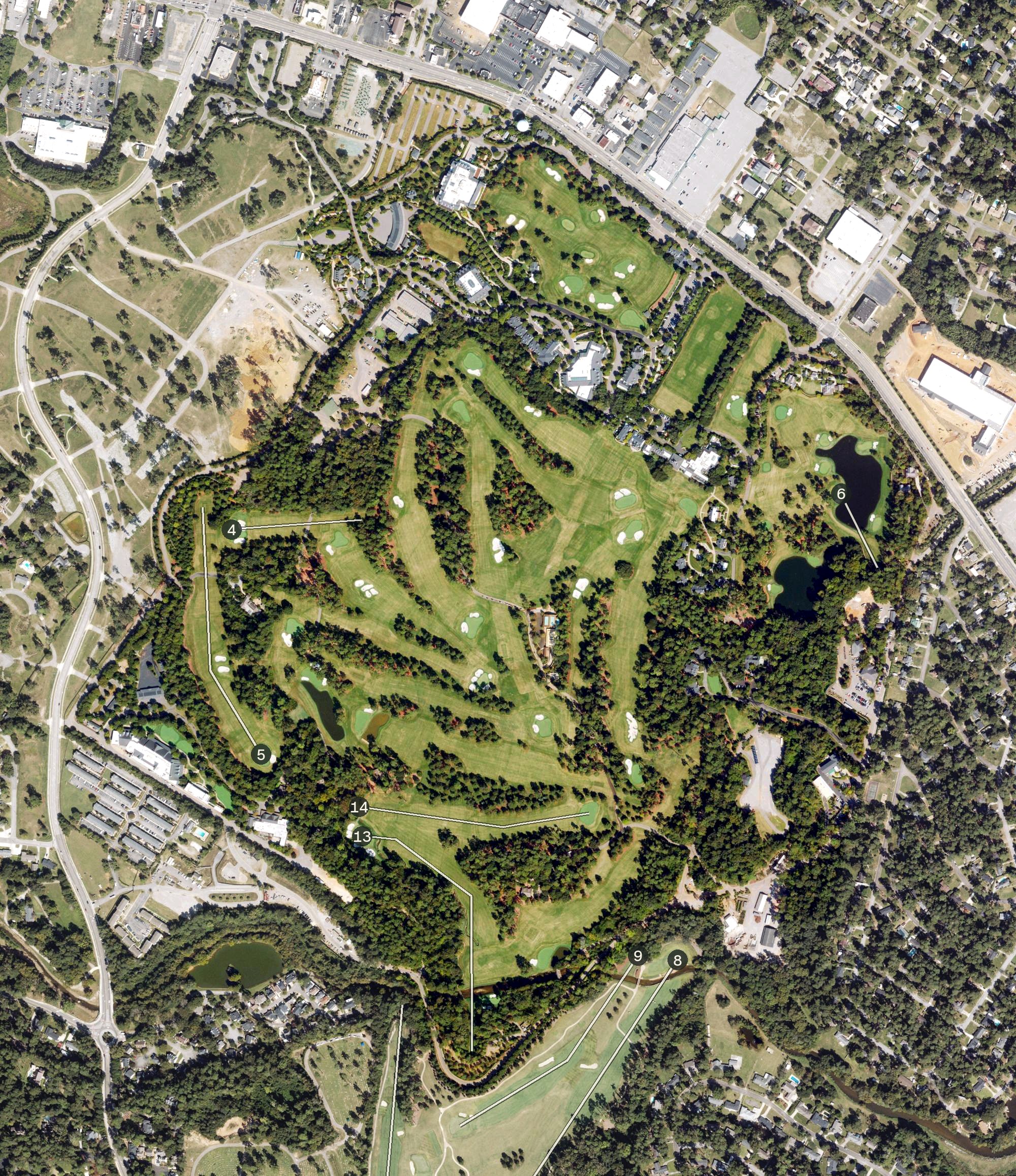 Aerial view of Augusta National Golf Club, GA