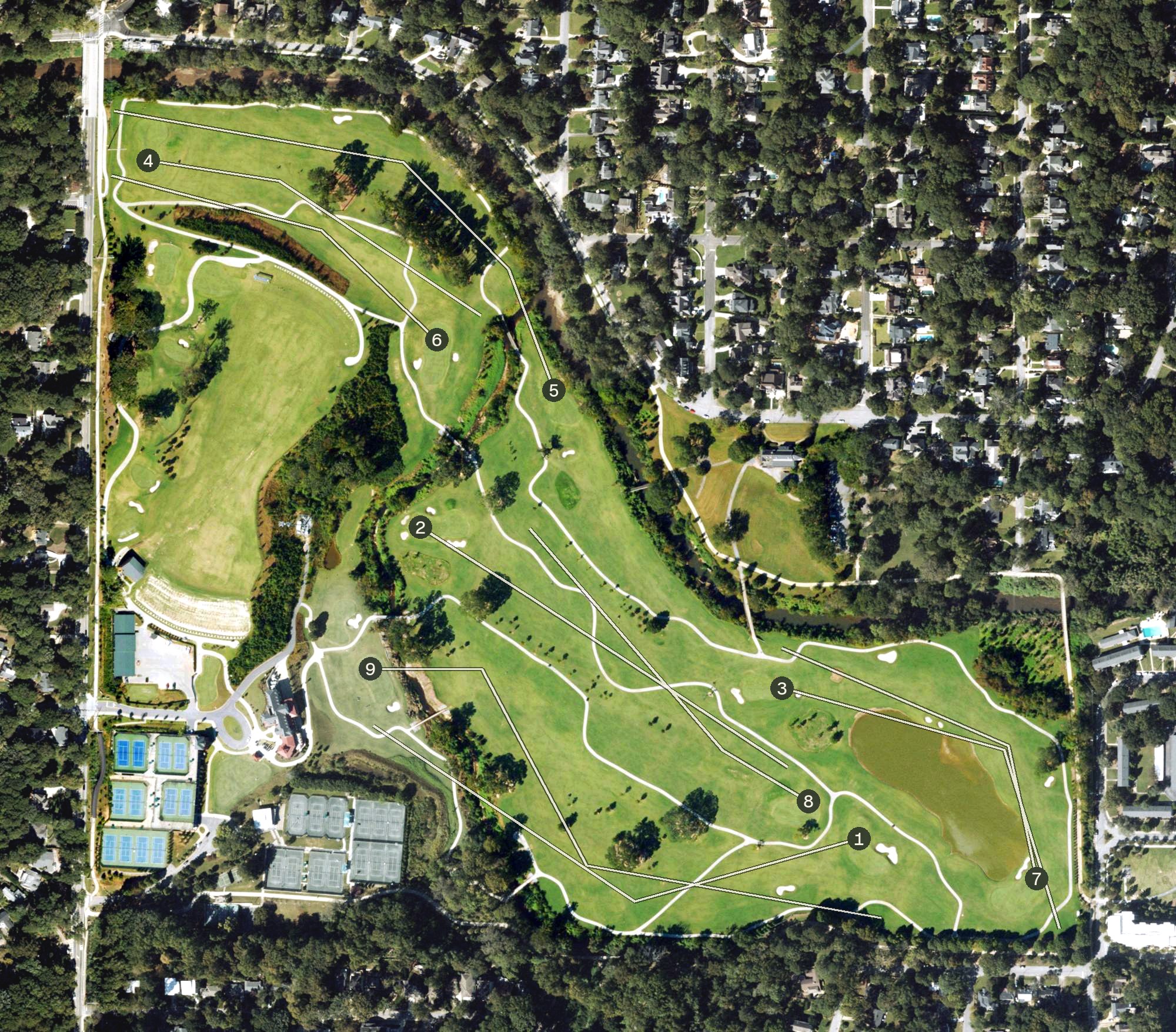 Aerial view of Bobby Jones Golf Club, GA