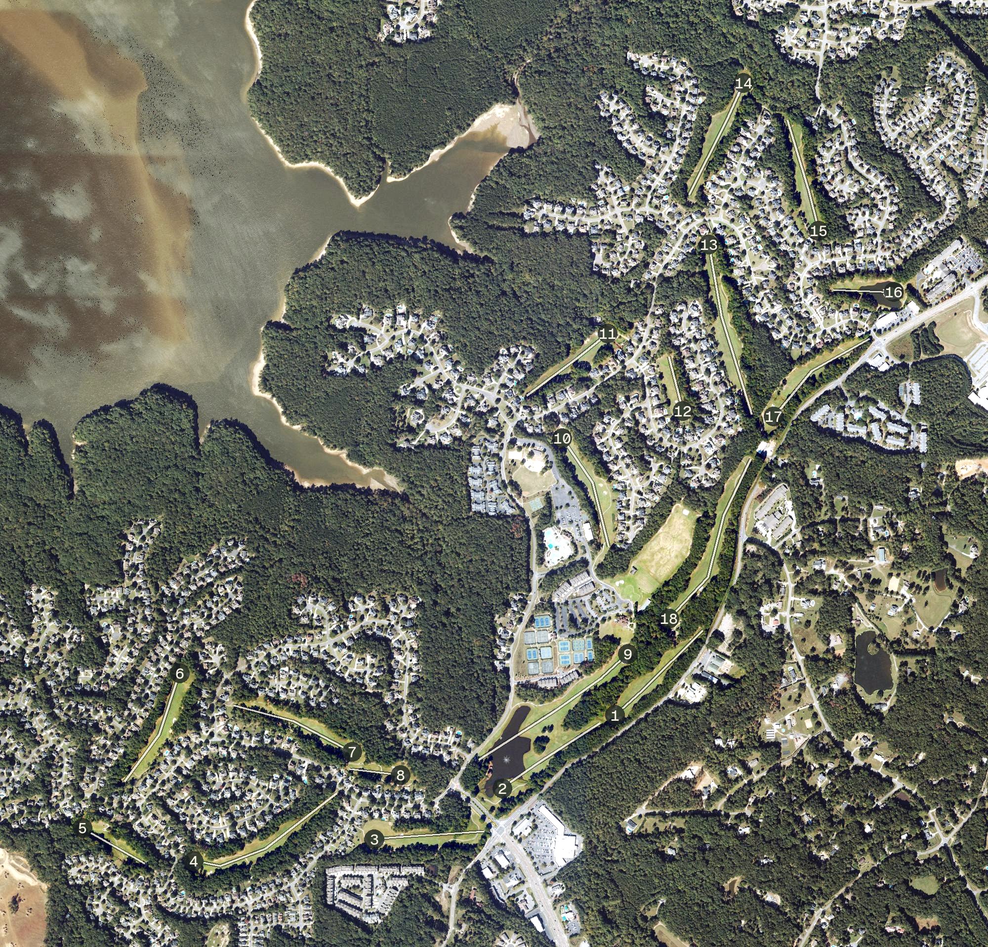 Aerial view of BridgeMill Athletic Club, GA