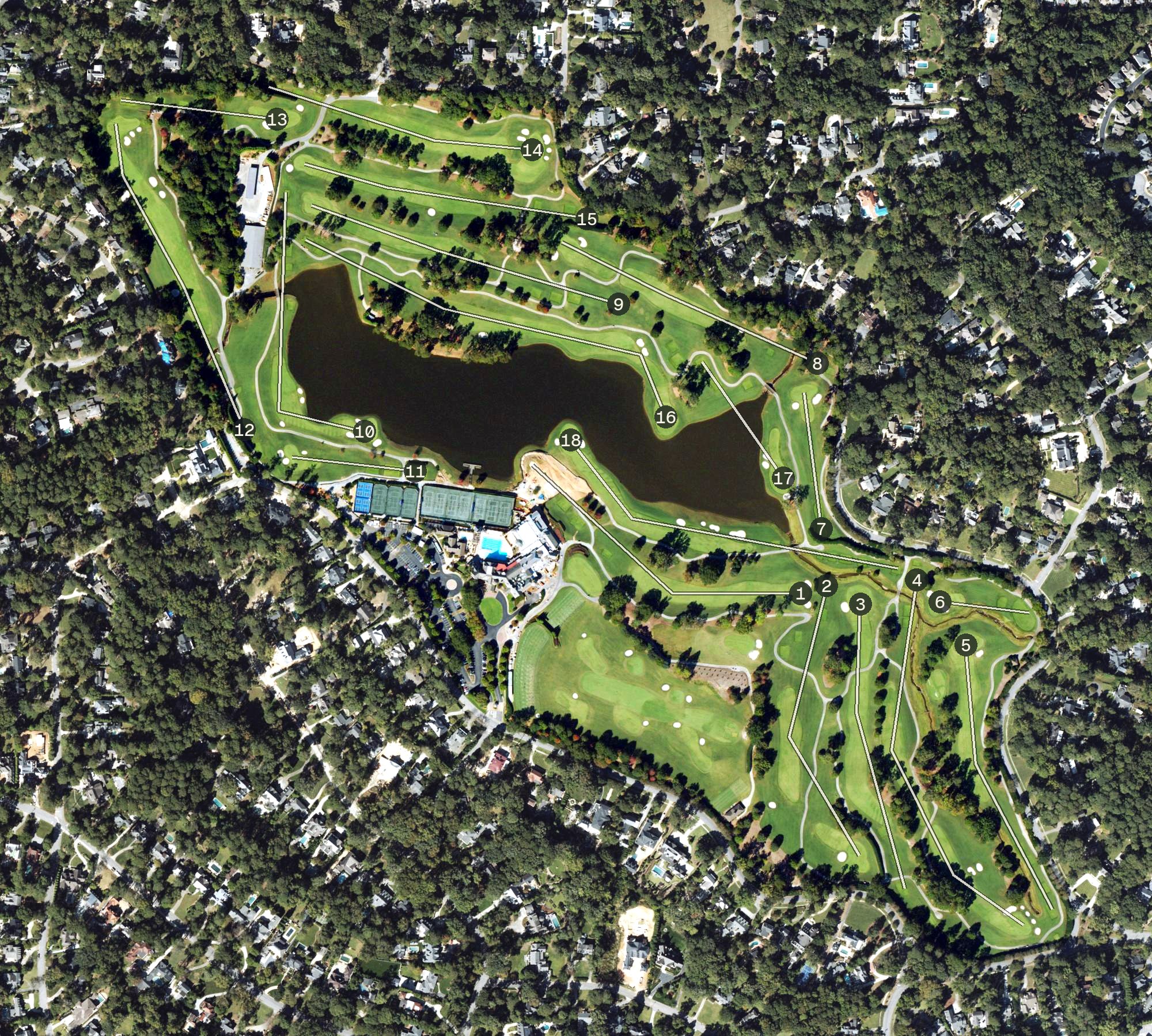 Aerial view of Capital City Club - Brookhaven Country Club, GA