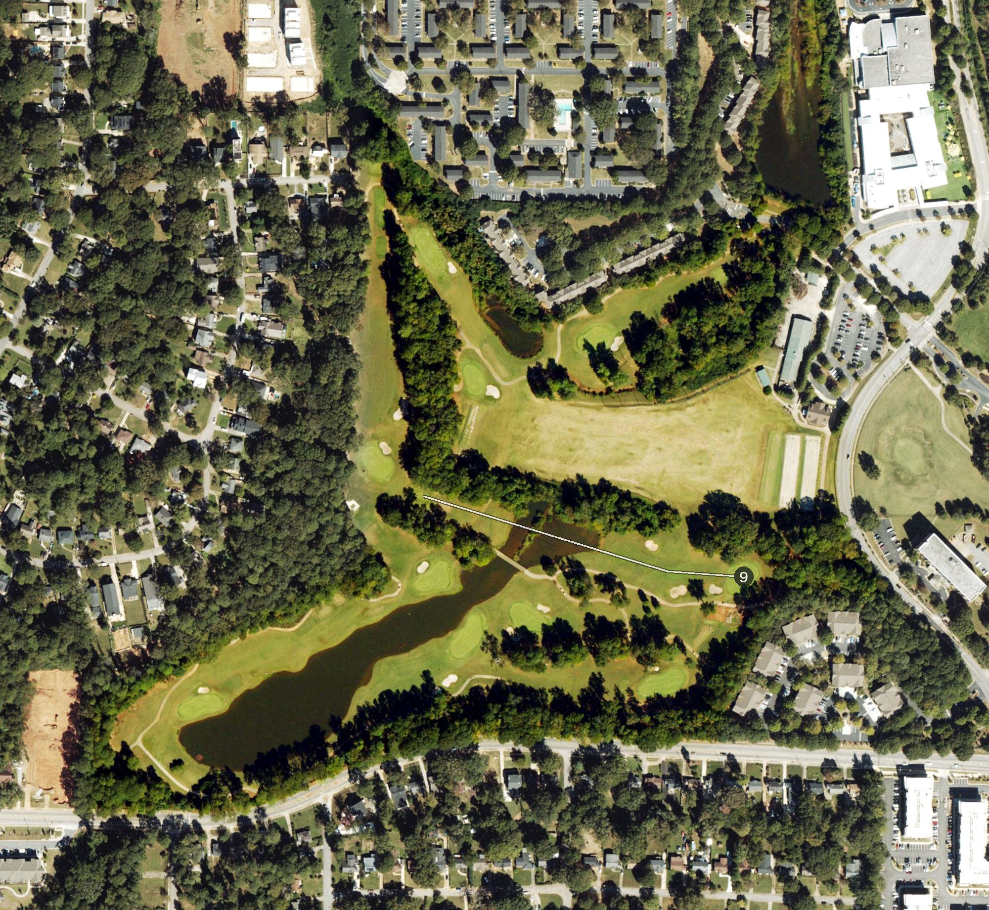 Aerial view of Charlie Yates Golf Course, GA