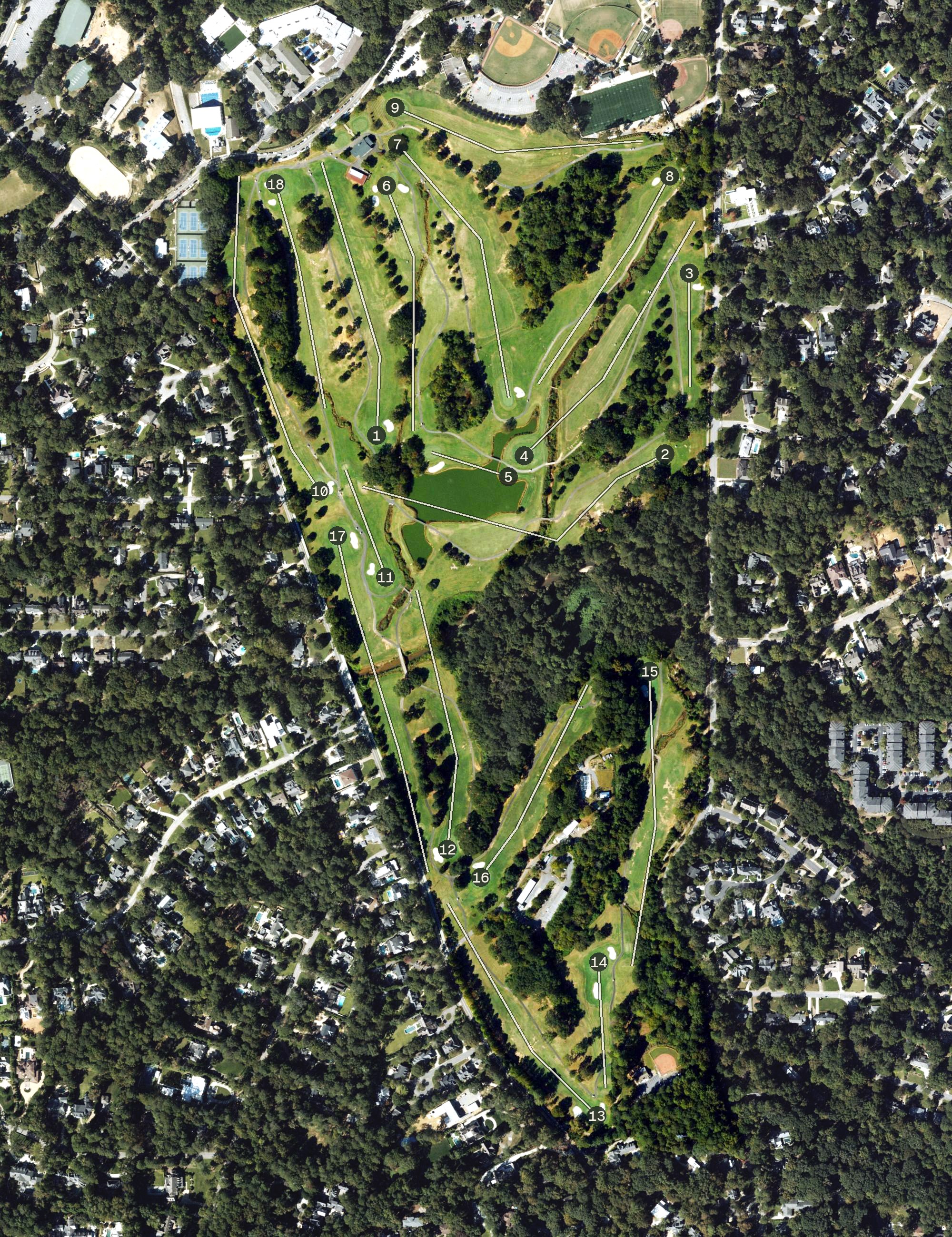 Aerial view of Chastain Park Golf Course, GA