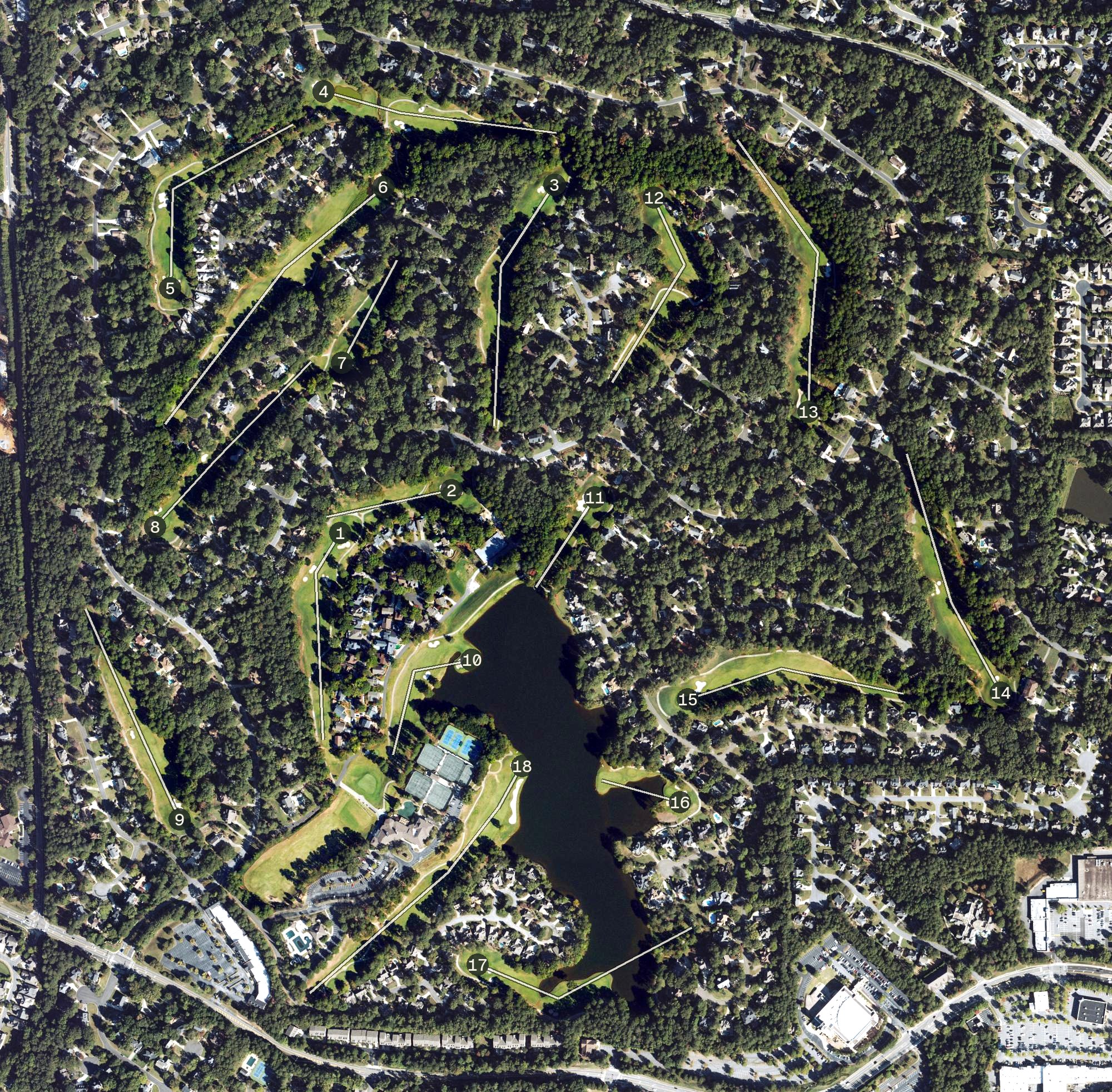 Aerial view of Country Club of Roswell, GA