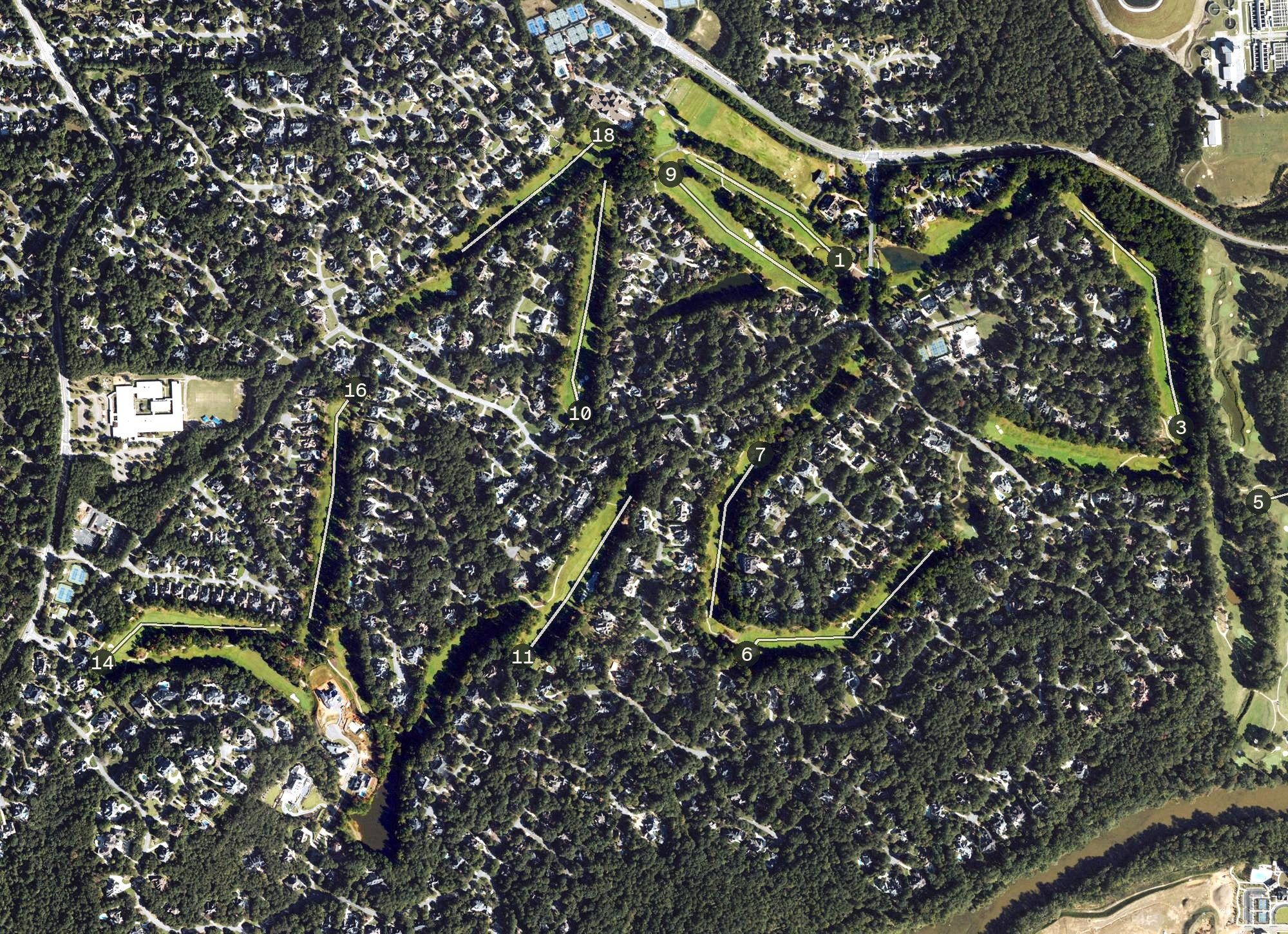 Aerial view of Country Club of The South, GA