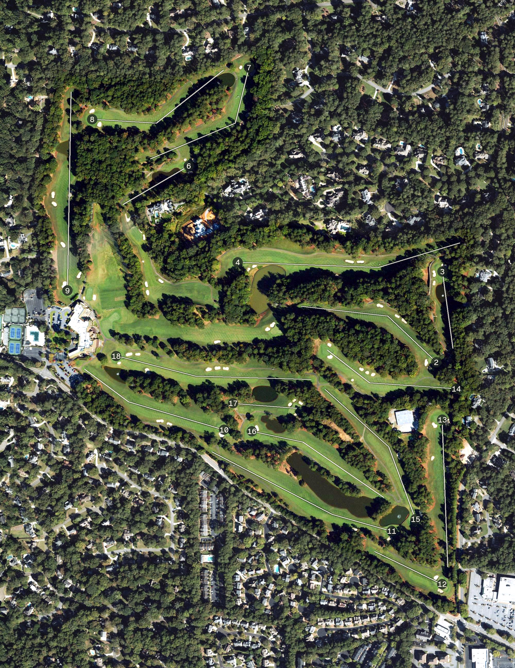 Aerial view of Dunwoody Country Club, GA