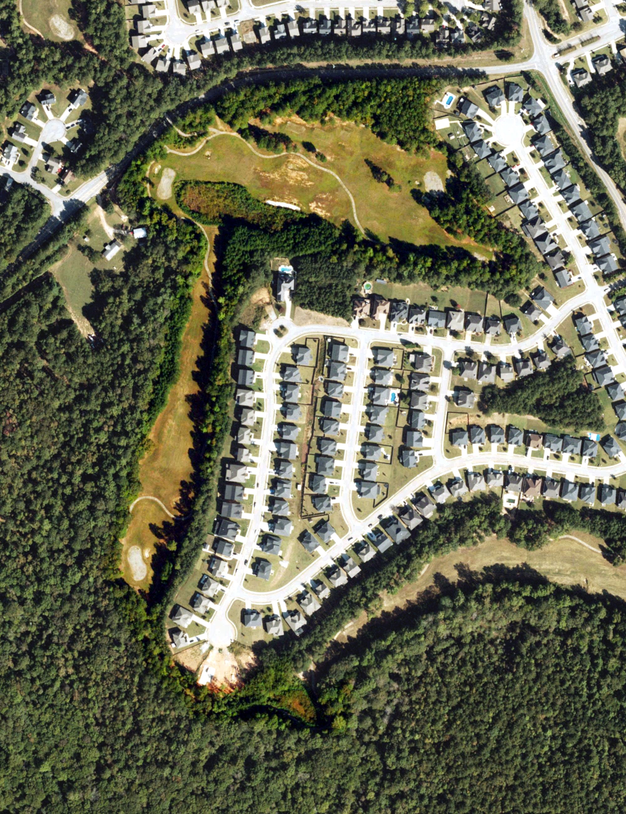 Aerial view of Durham Lakes Country Club, GA