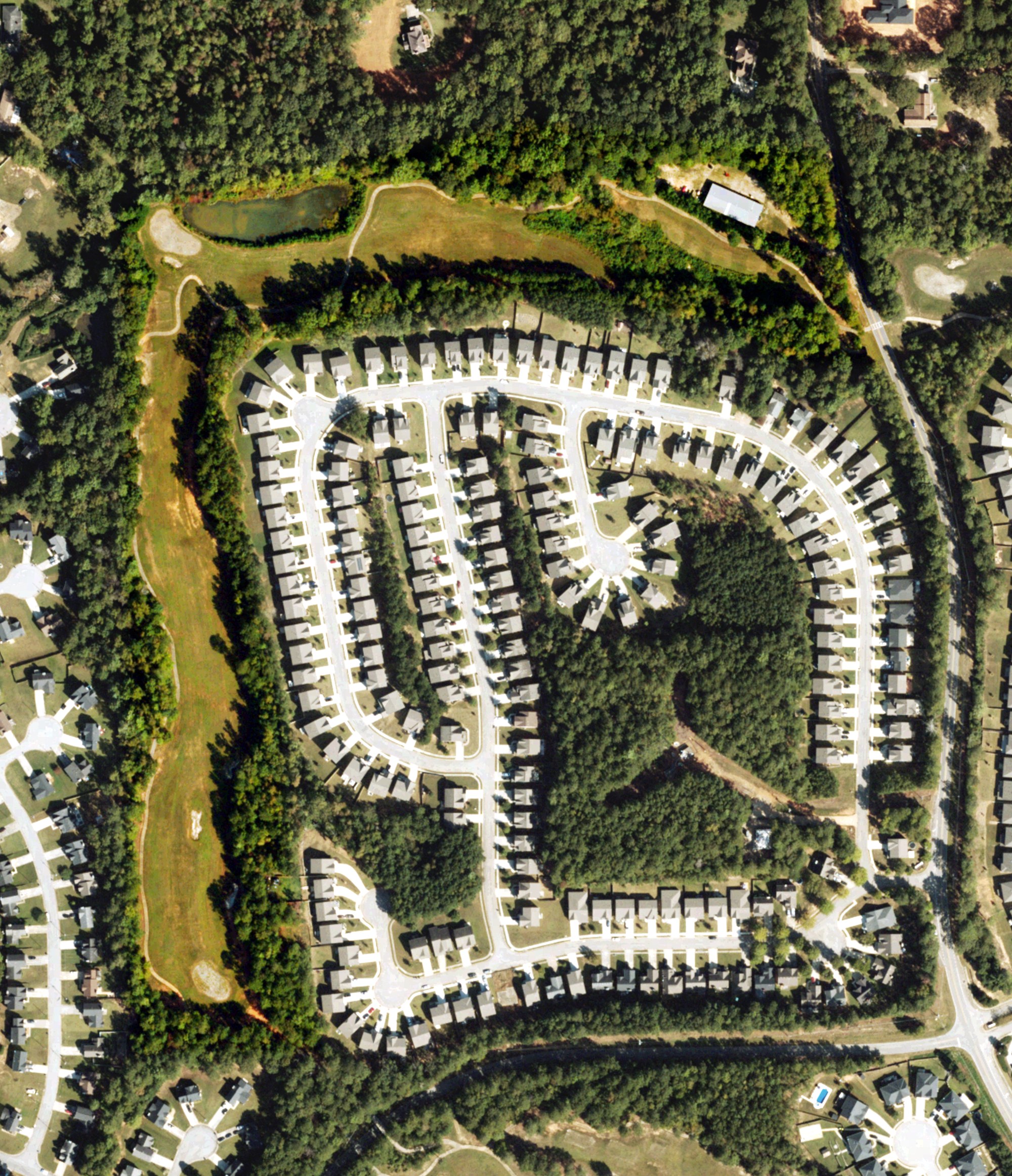 Aerial view of Durham Lakes Country Club, GA