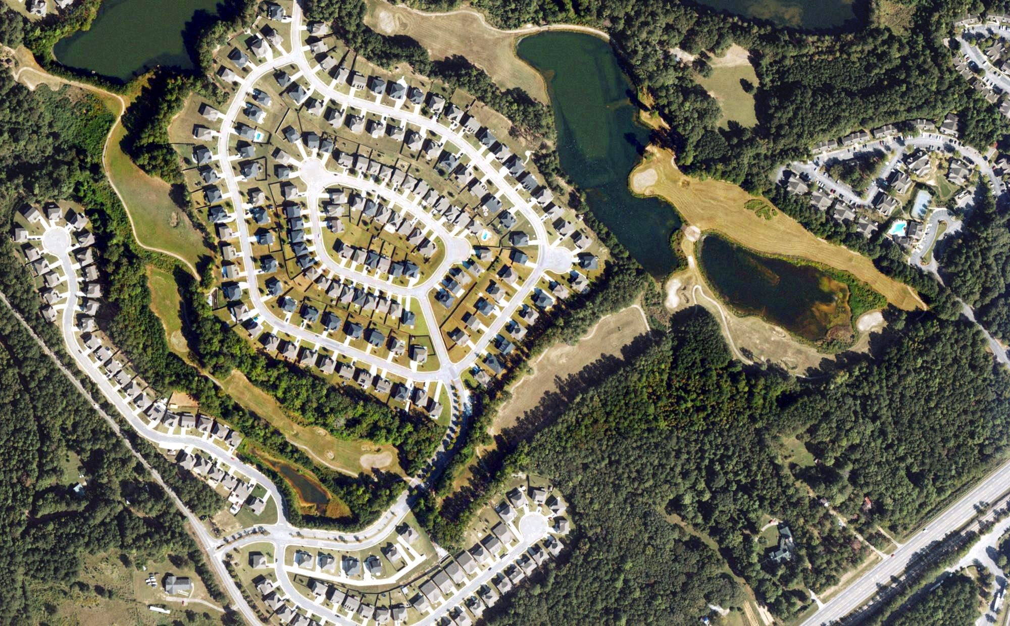 Aerial view of Durham Lakes Country Club, GA