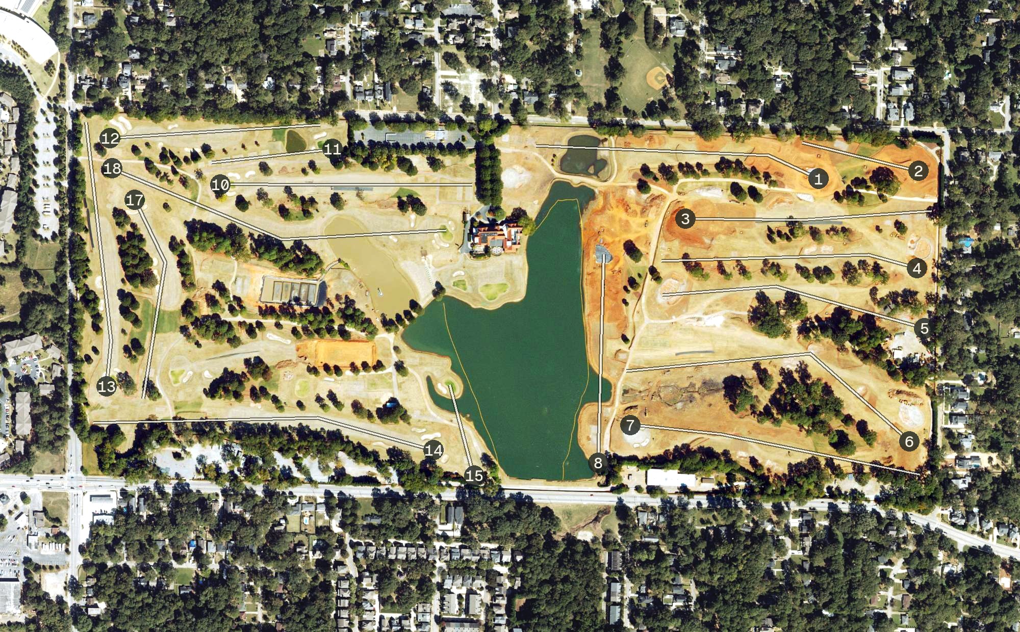 Aerial view of East Lake Golf Club, GA