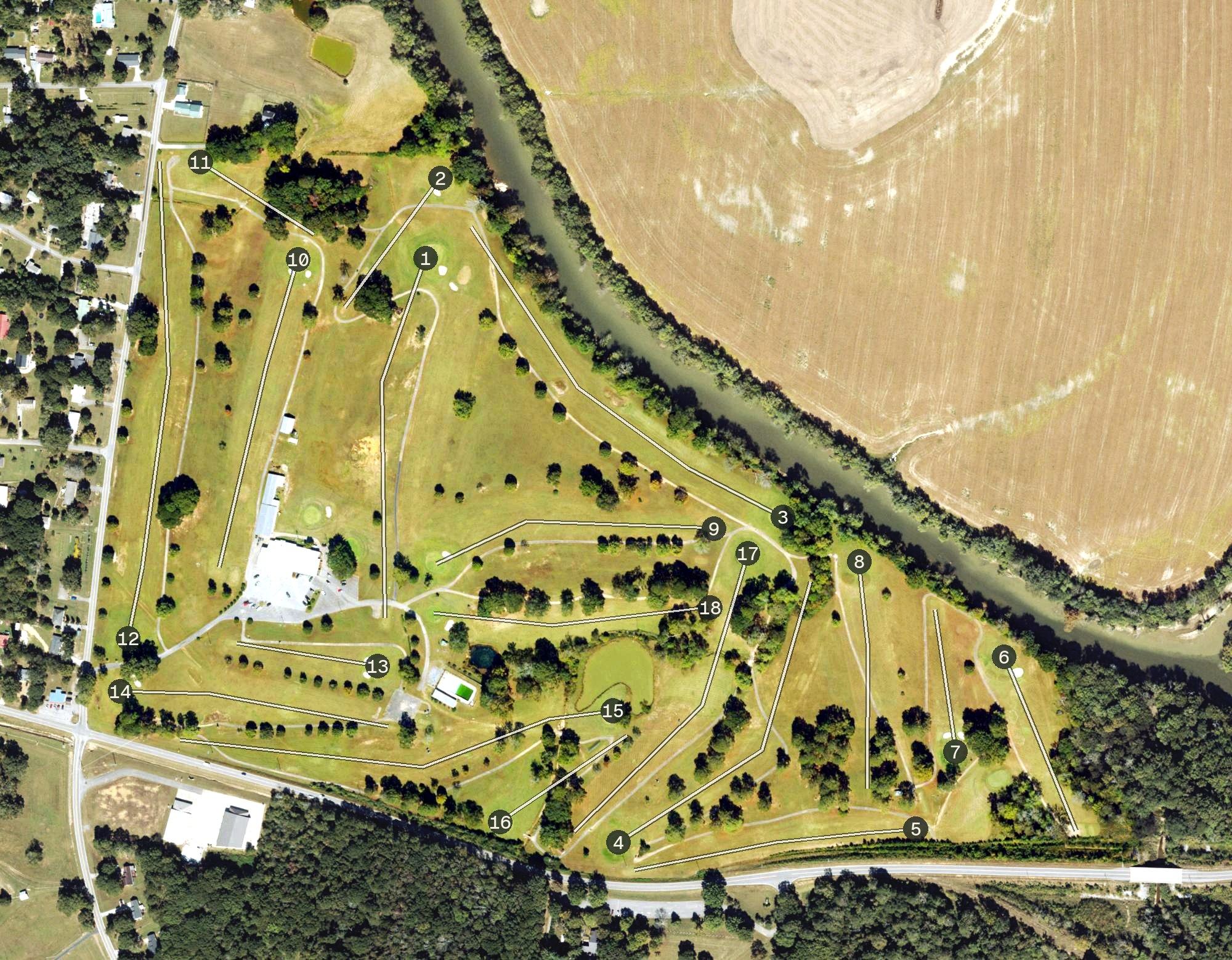 Aerial view of Elks Lodge Golf Course, GA