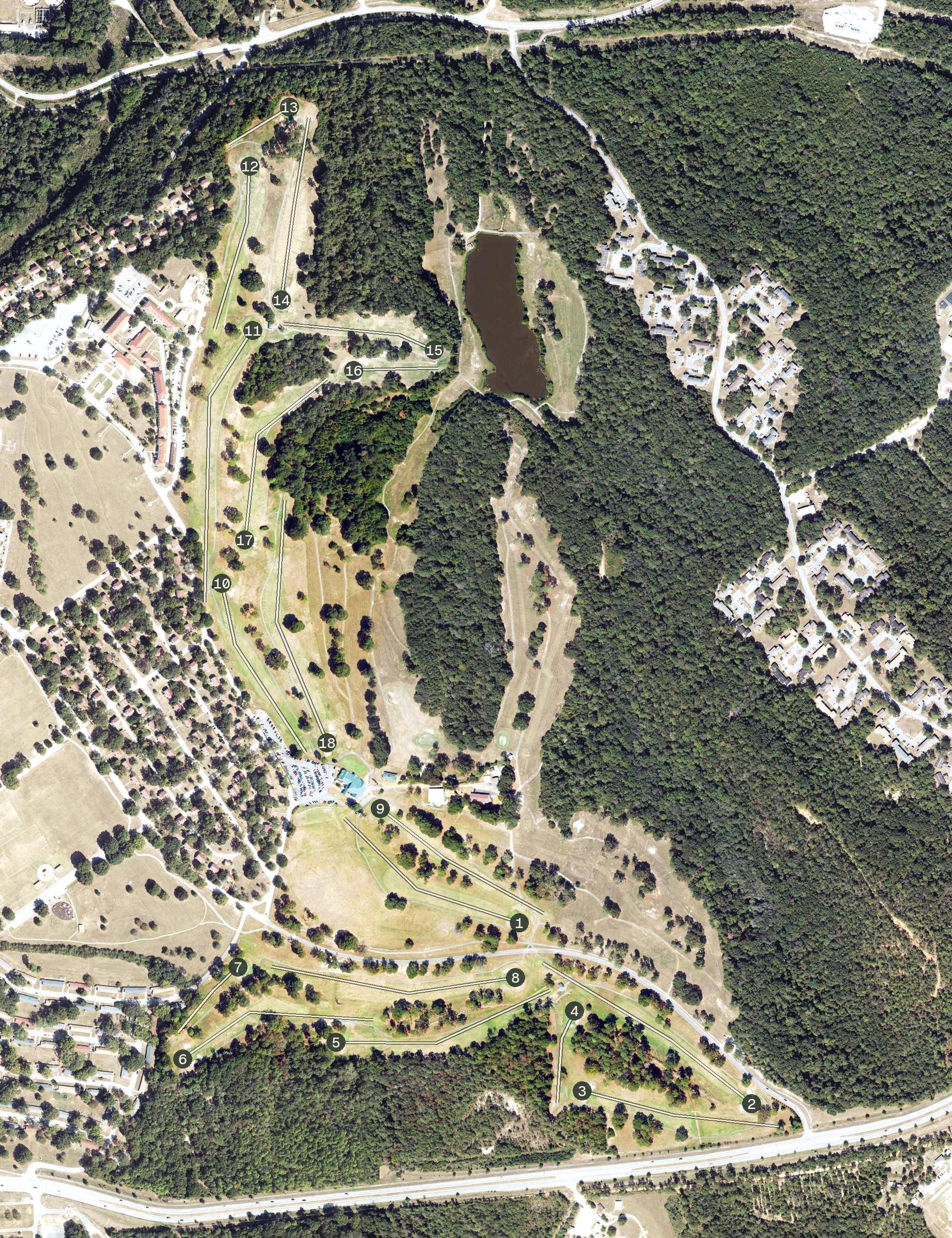 Aerial view of Fort Benning Golf Course, GA