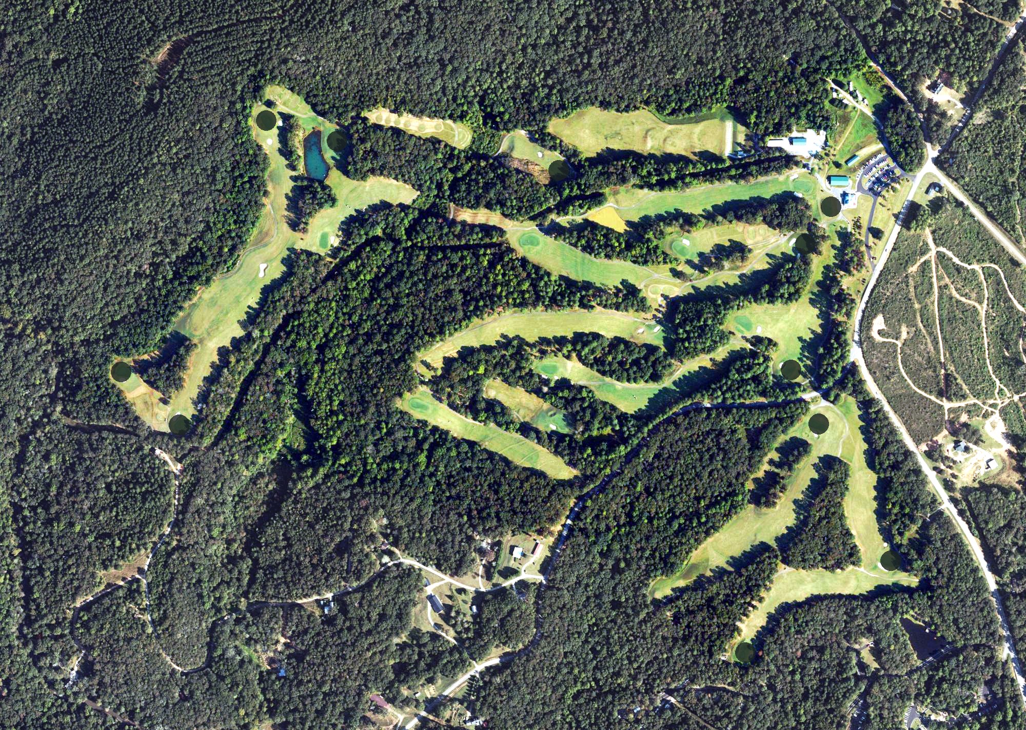 Aerial view of Highland Walk Golf Course at Victoria Bryant State Park, GA
