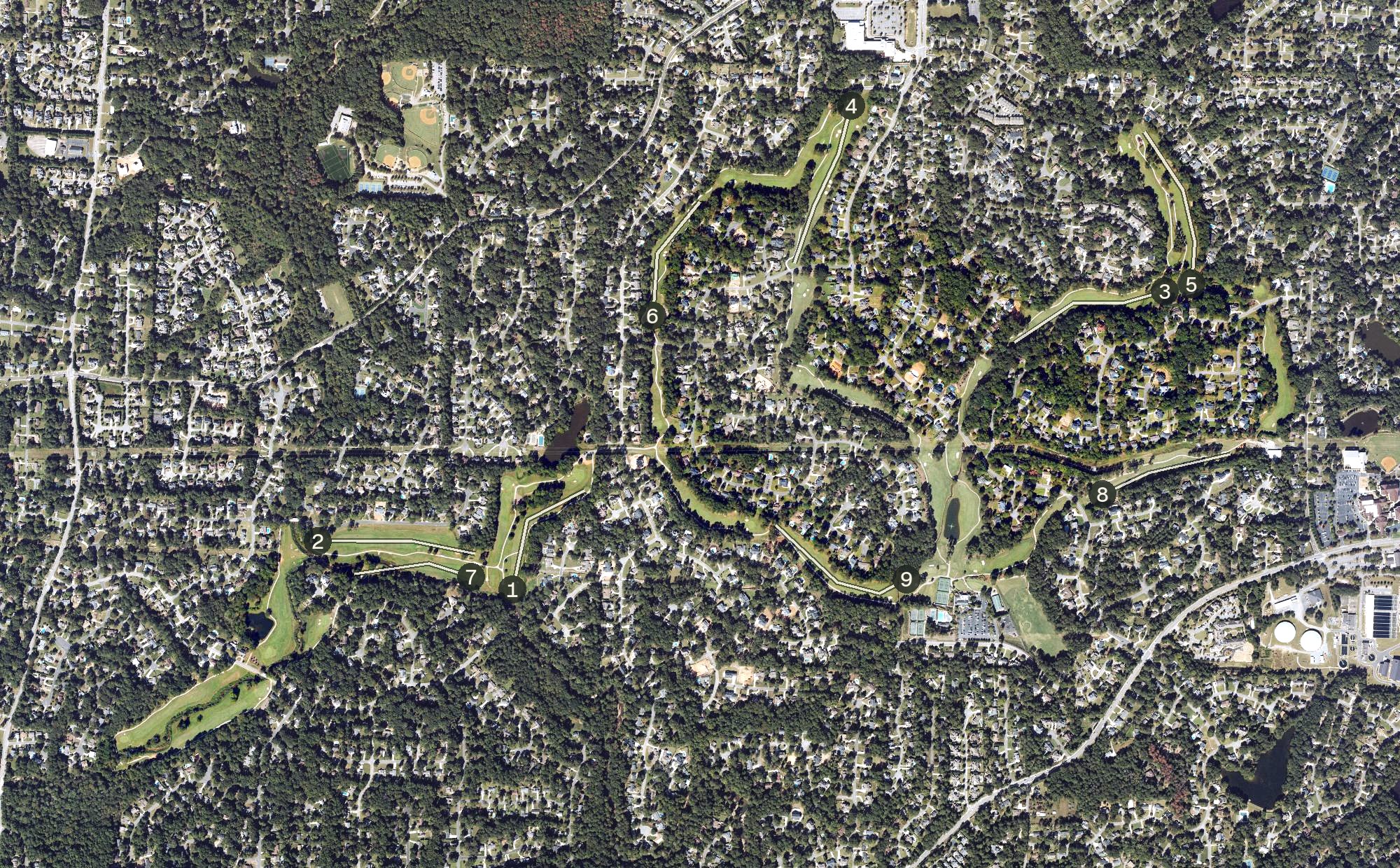 Aerial view of Indian Hills Country Club Golf Course, GA