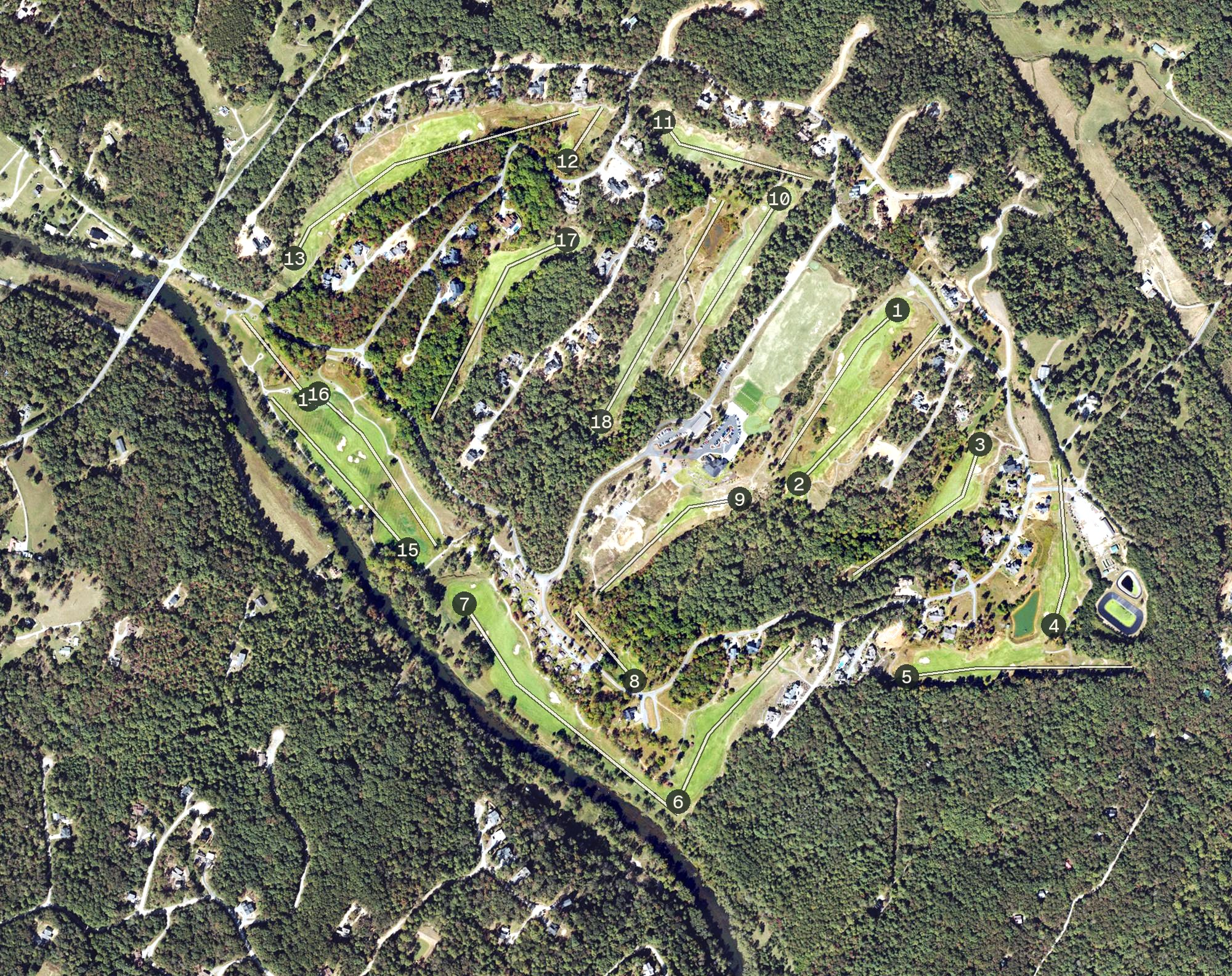 Aerial view of Old Toccoa Farm, GA