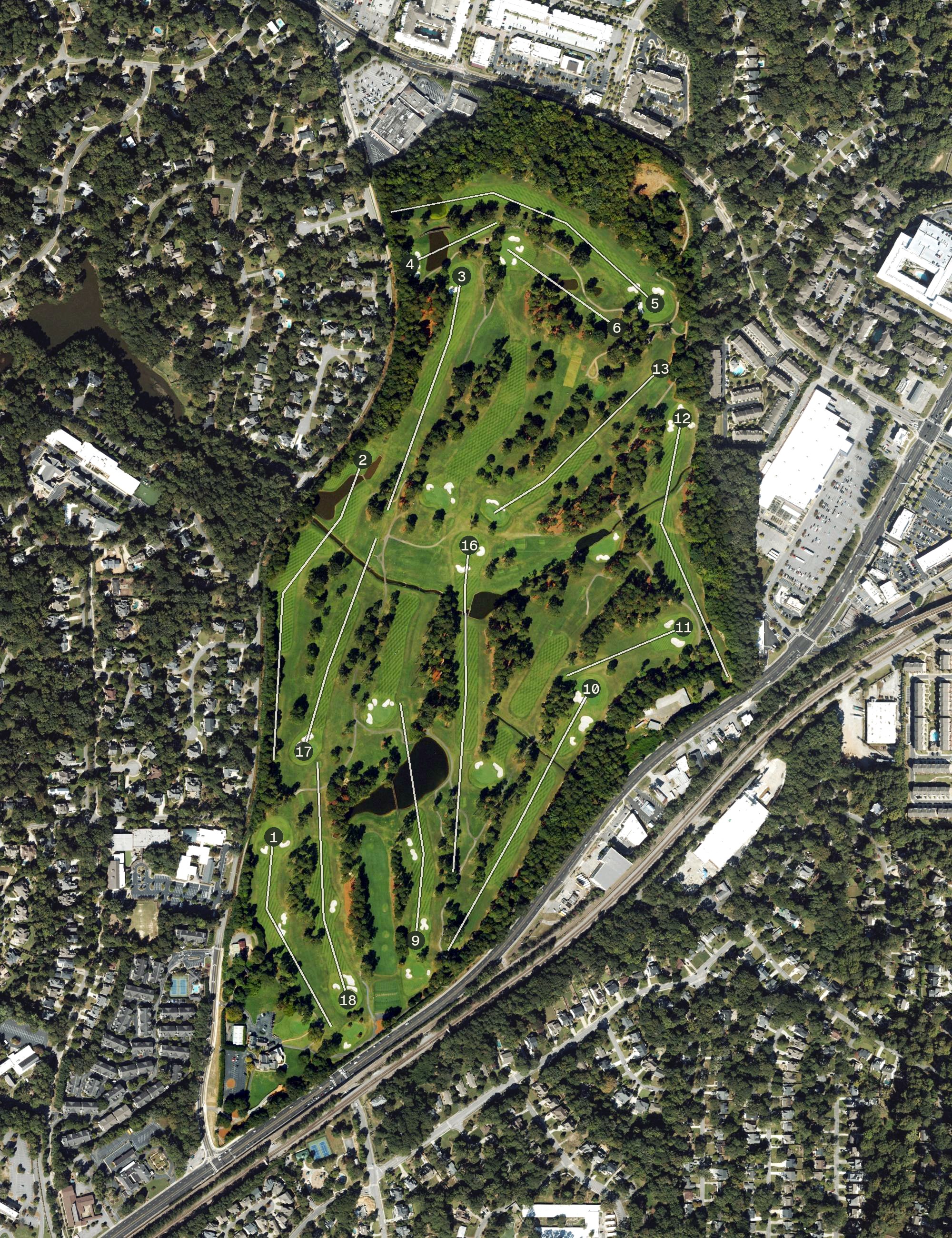Aerial view of Peachtree Golf Club, GA