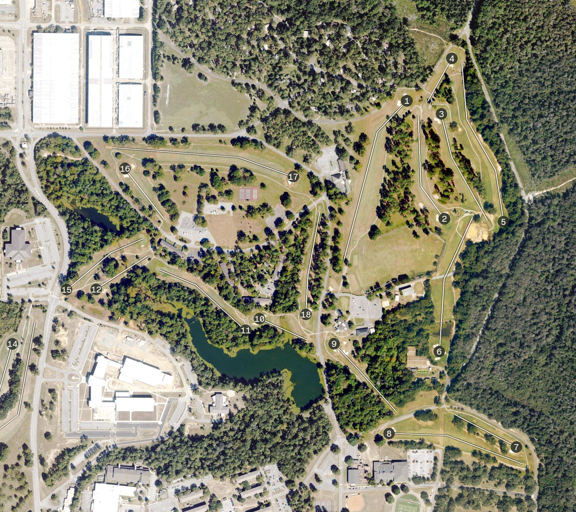 Aerial view of Pine Oaks Golf Course, GA