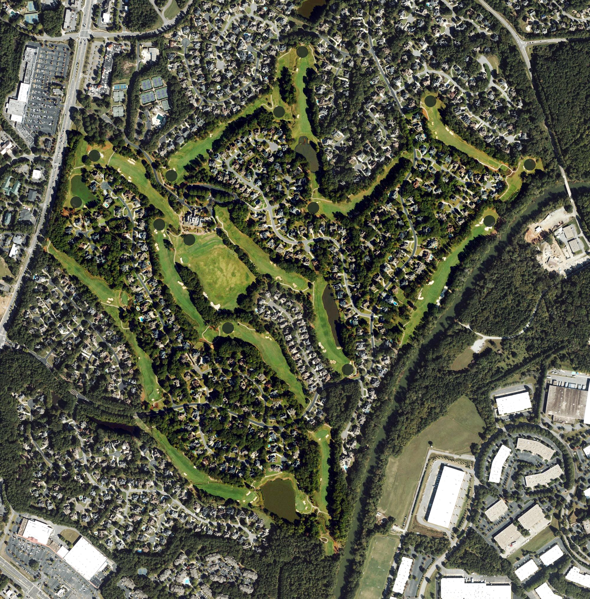 Aerial view of Saint Ives Country Club, GA