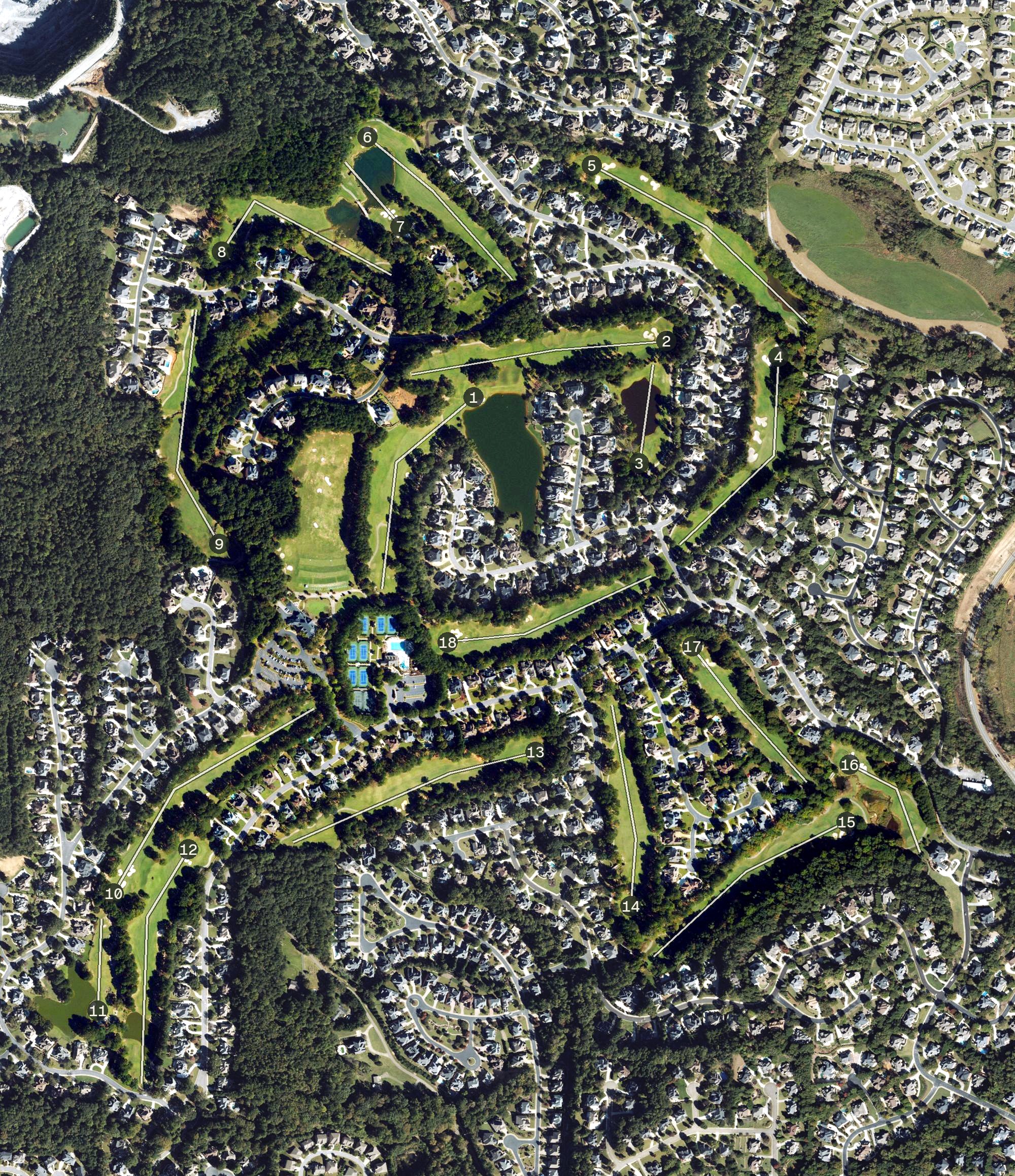 Aerial view of Saint Marlo Country Club Golf Course, GA