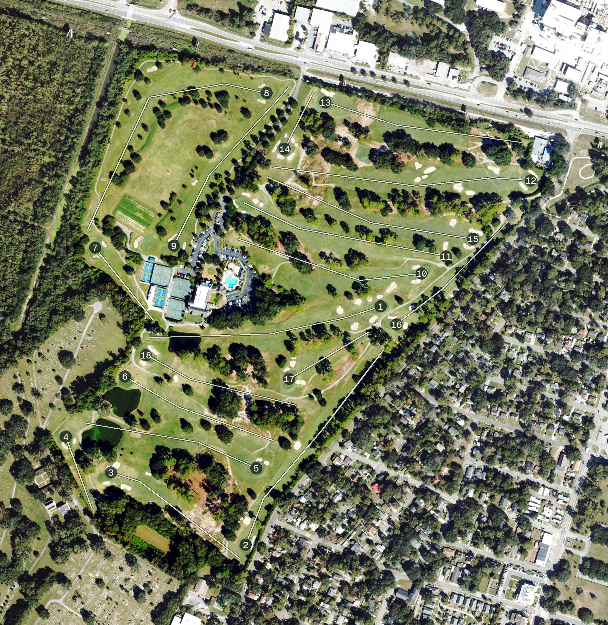 Aerial view of Savannah Golf Club, GA