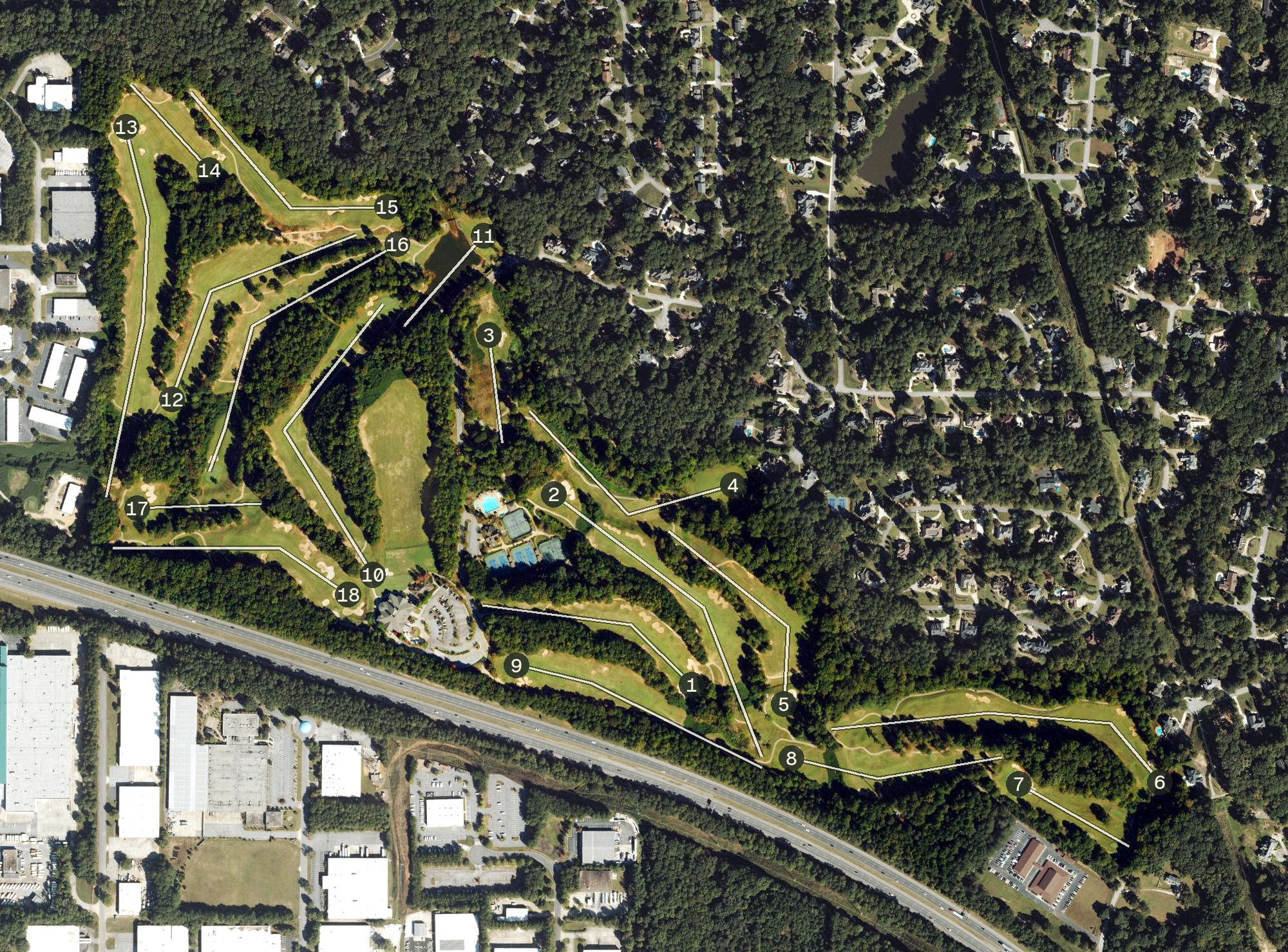 Aerial view of Smoke Rise Country Club, GA