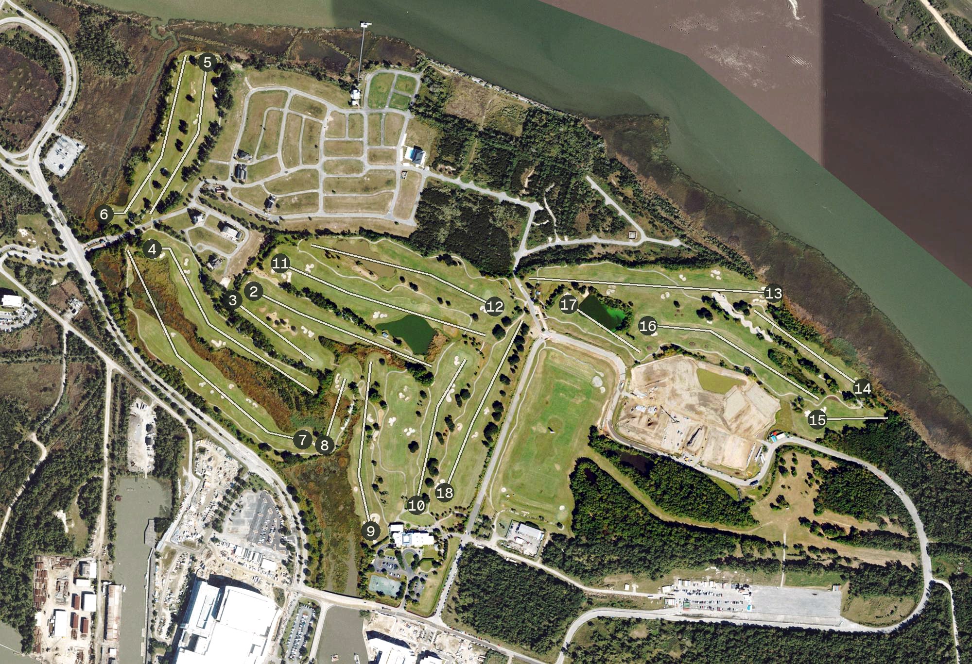 Aerial view of The Club at Savannah Harbor, GA