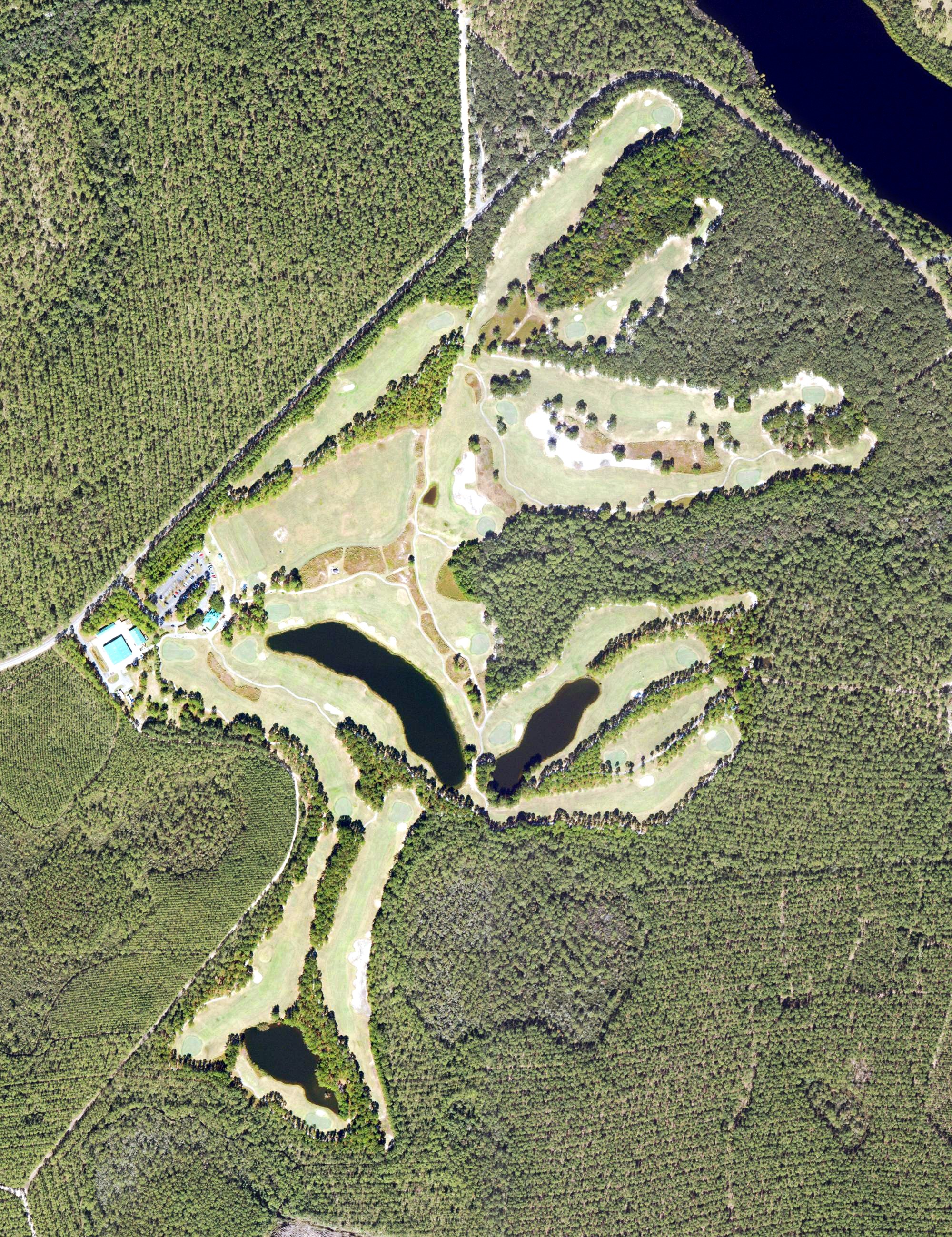 Aerial view of The Lakes Golf Couse at Laura S. Walker, GA