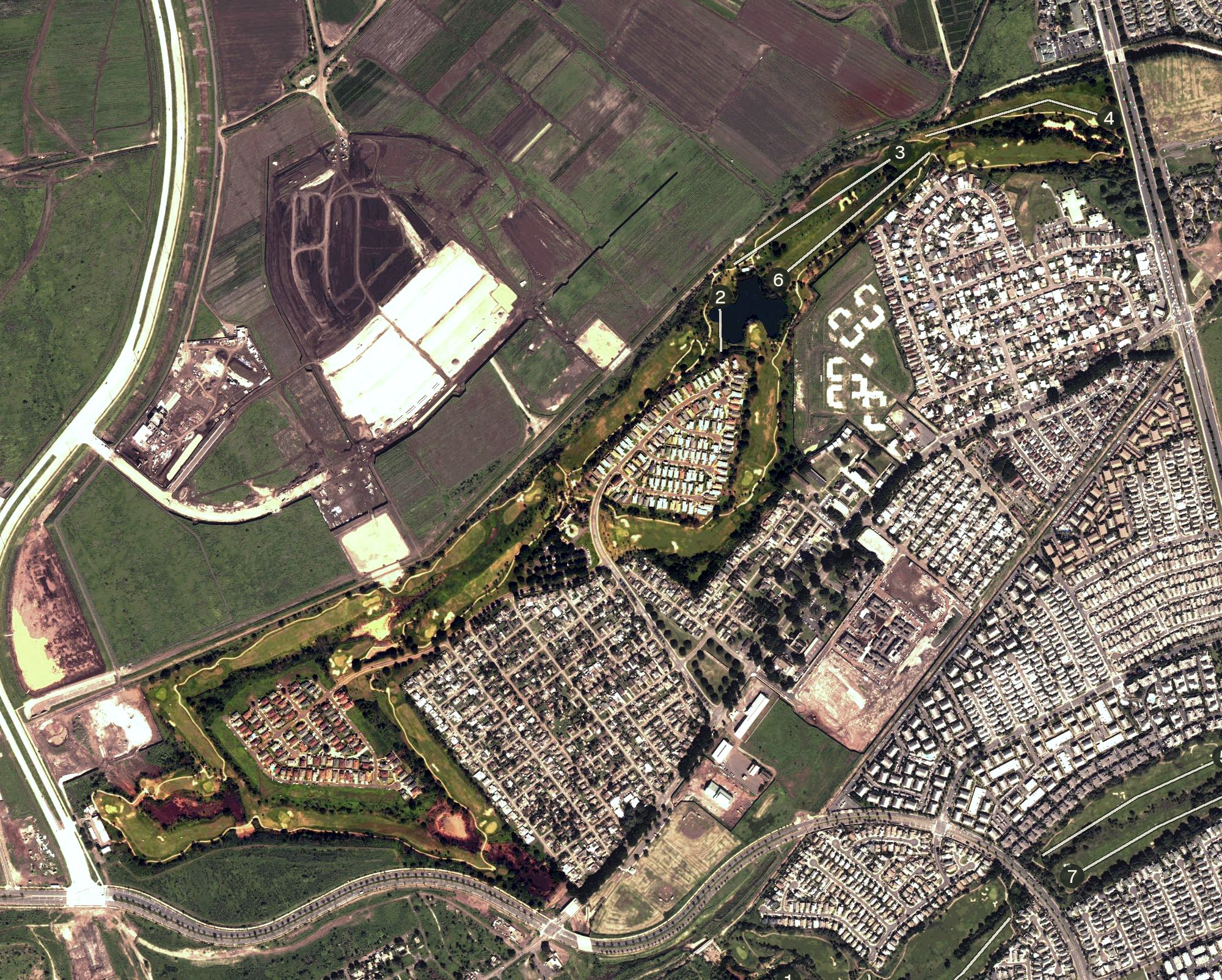 Aerial view of Ewa Villages Golf Course, HI