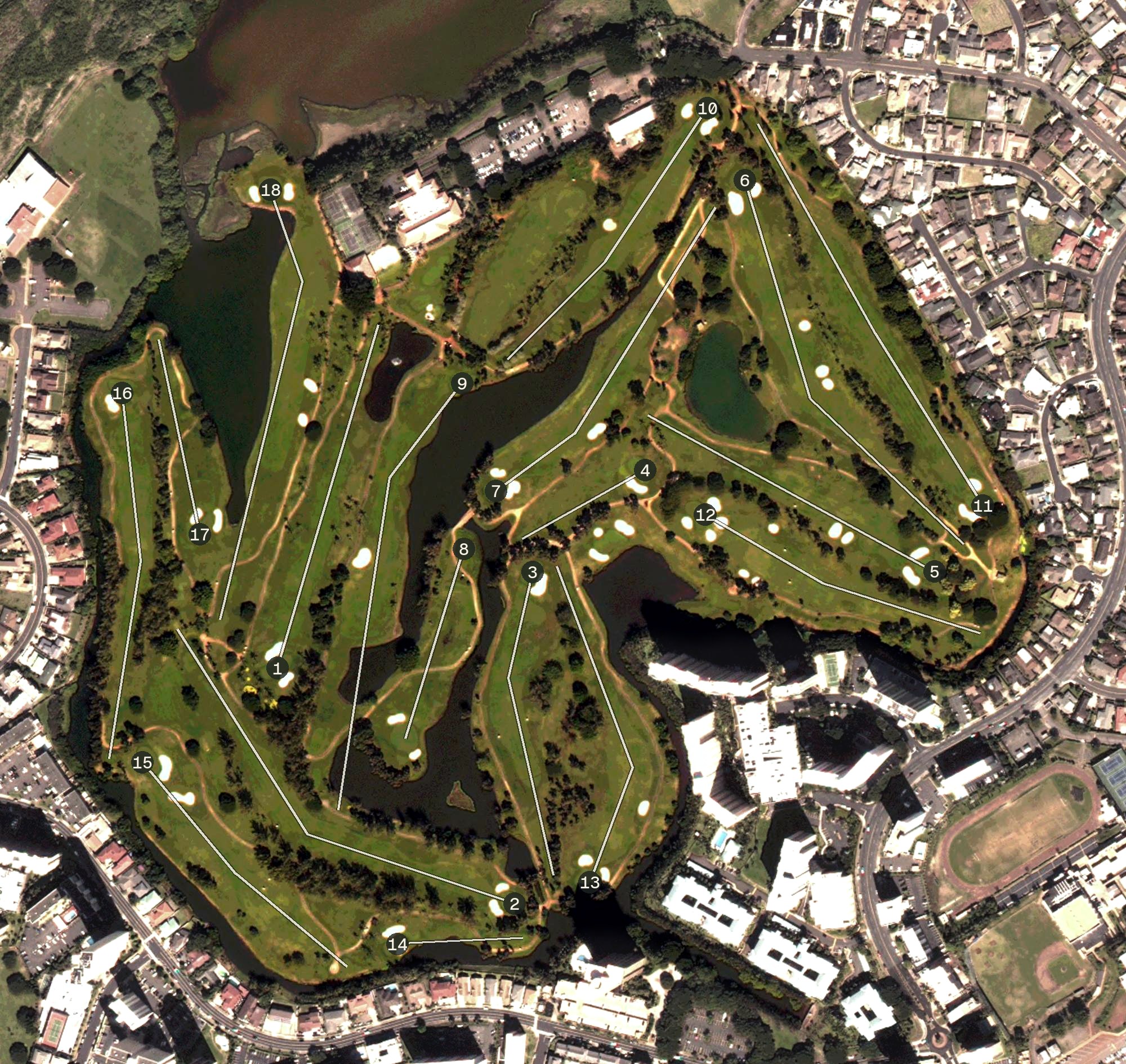Aerial view of Honolulu Country Club, HI