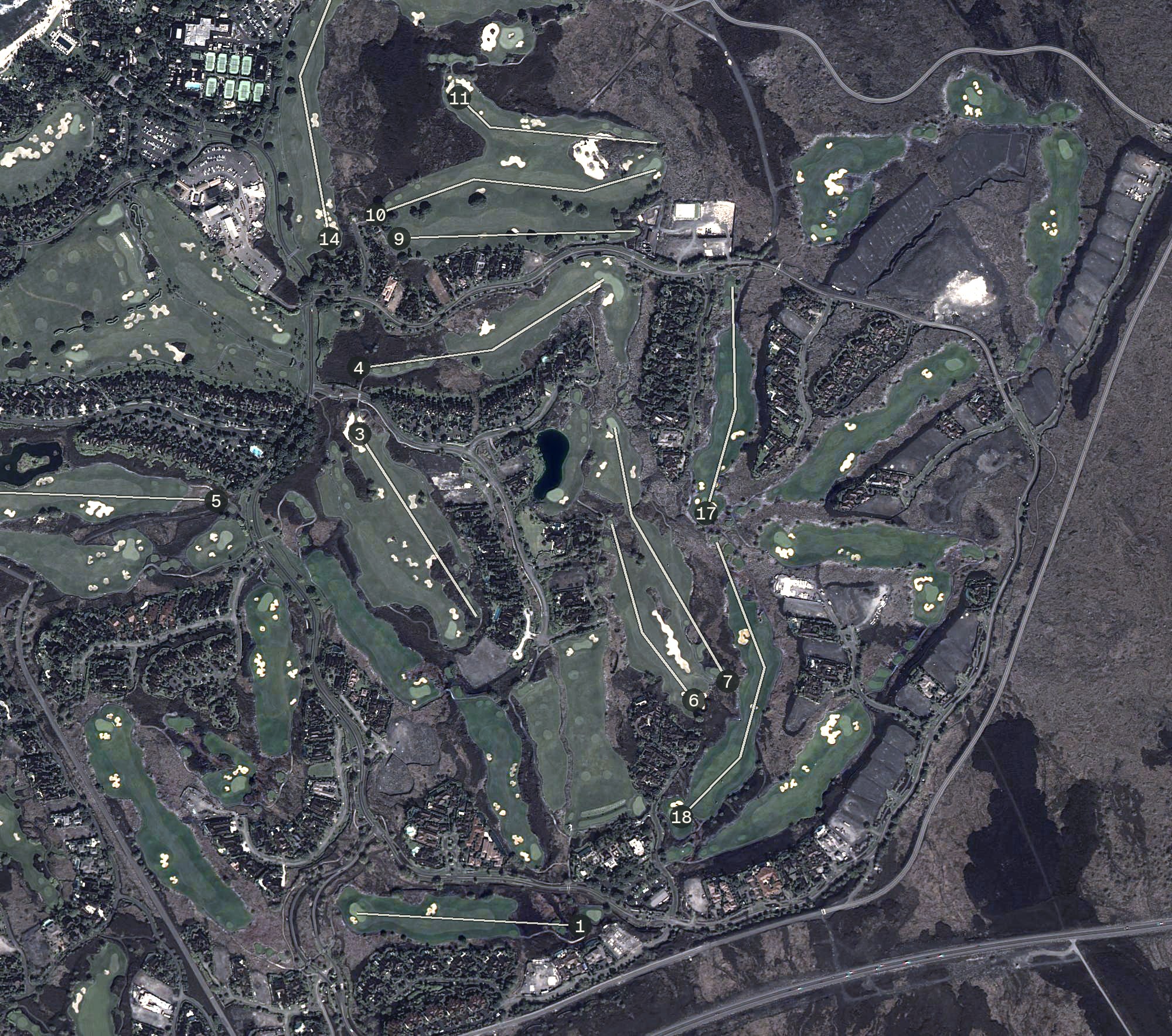 Aerial view of Hualalai Golf Club Keolu Course, HI