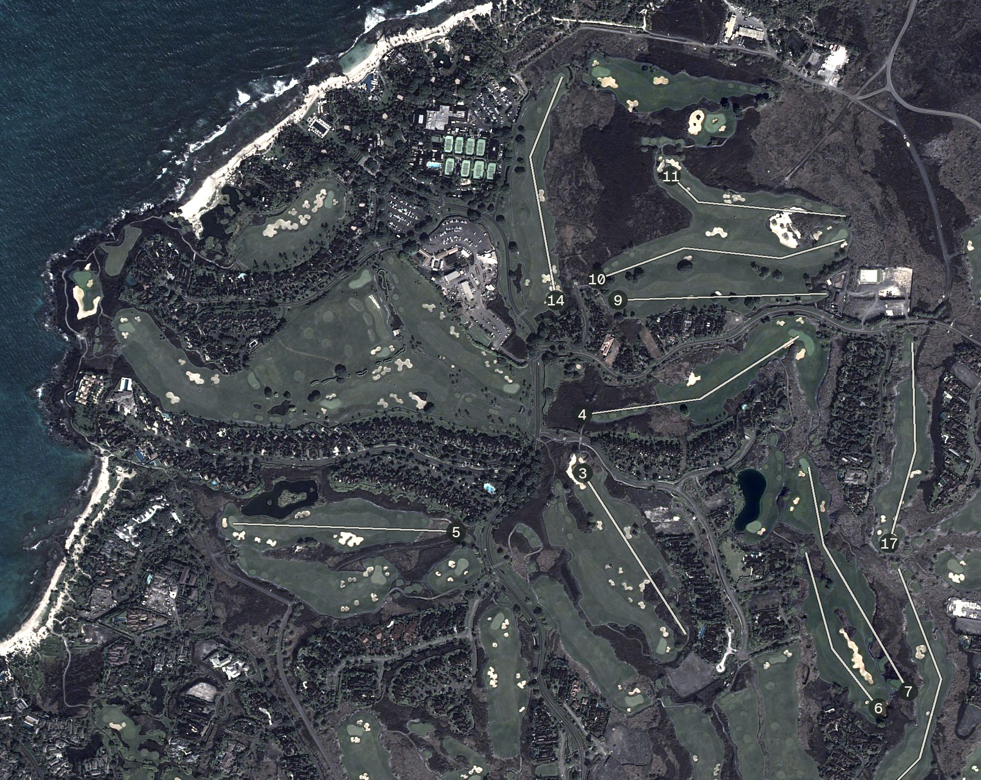 Aerial view of Hualalai Golf Club Nicklaus Course, HI