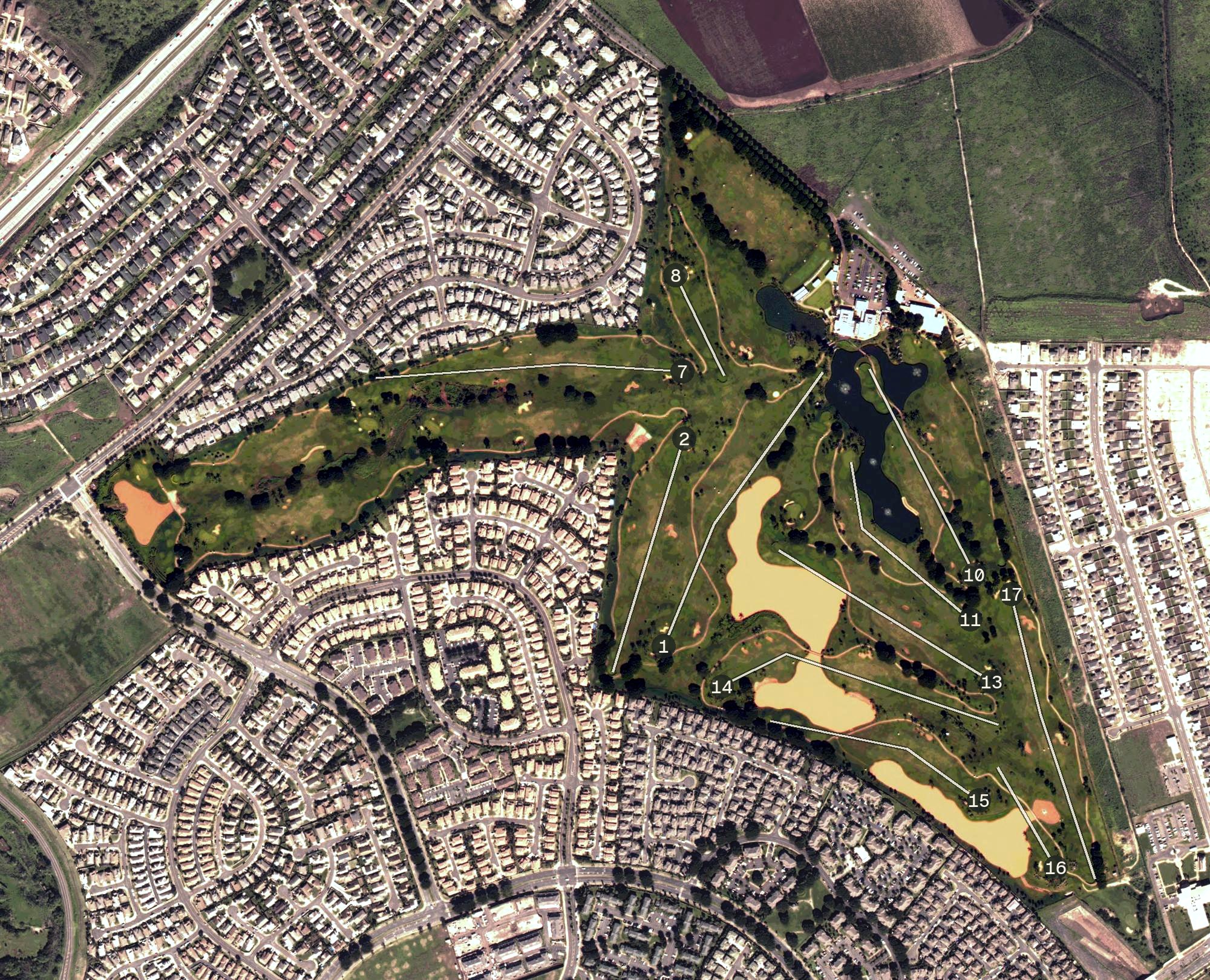 Aerial view of Kapolei Golf Course, HI