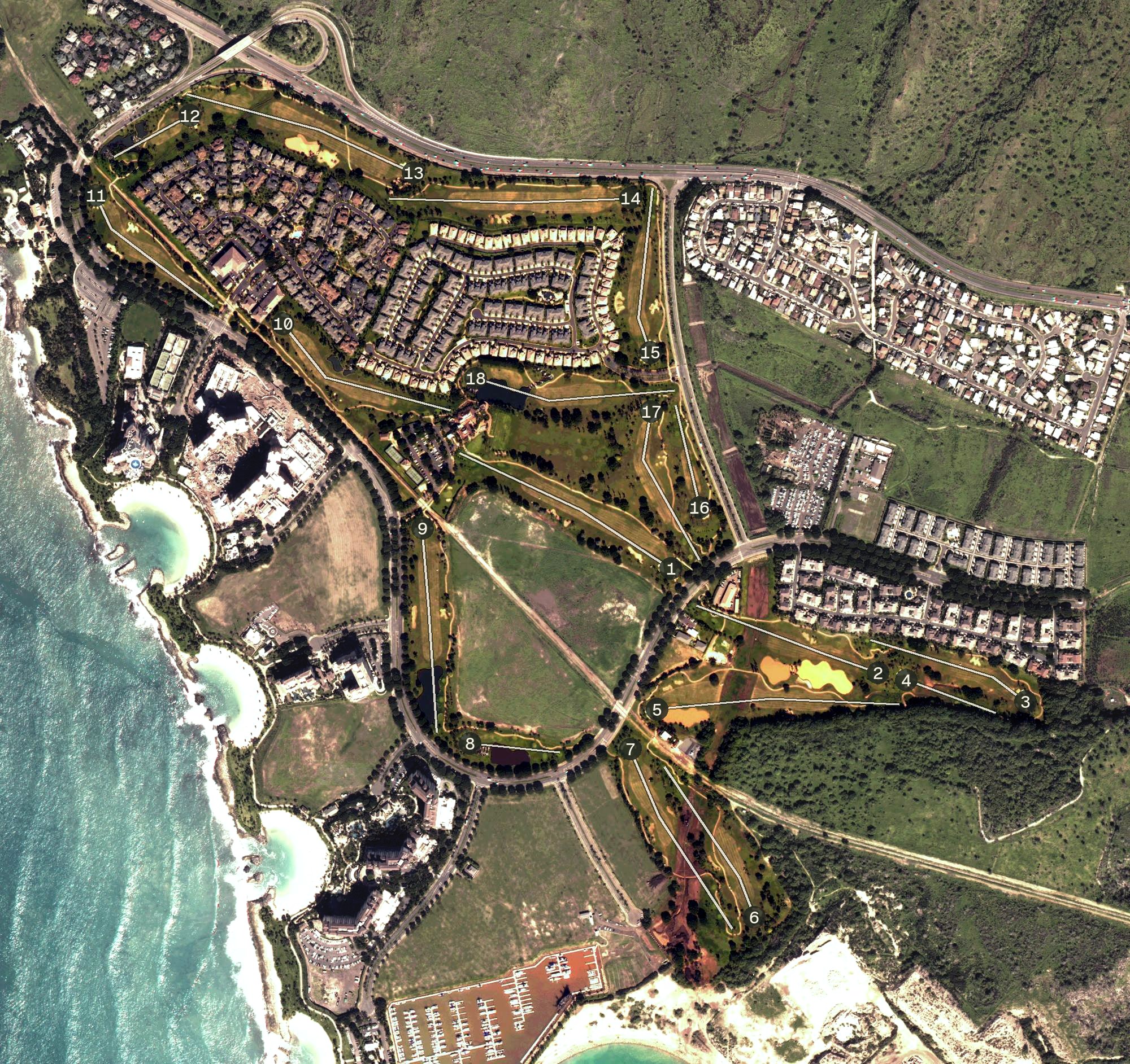 Aerial view of Ko Olina Golf Club, HI