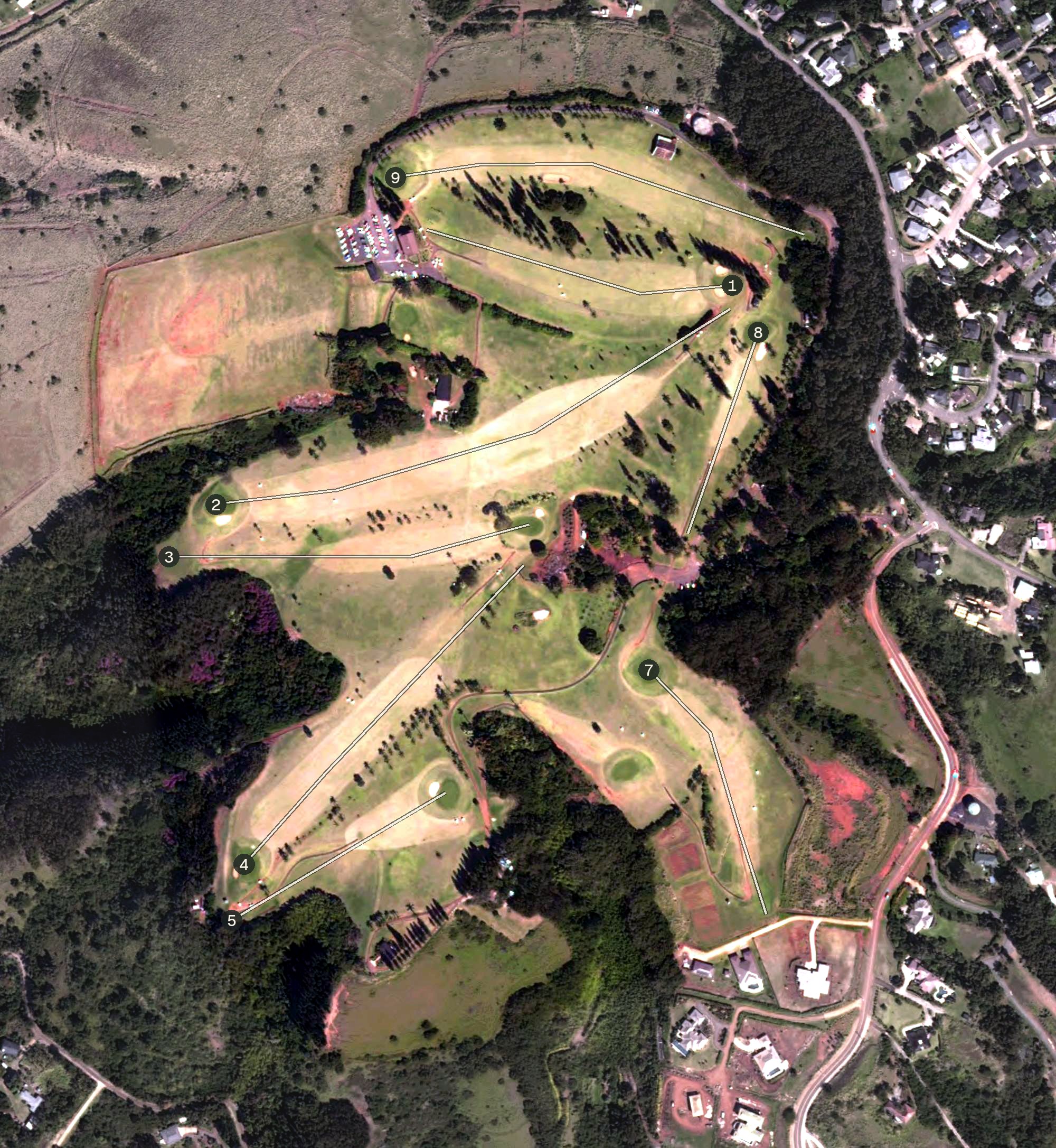 Aerial view of Kukuiolono Park & Golf Course, HI