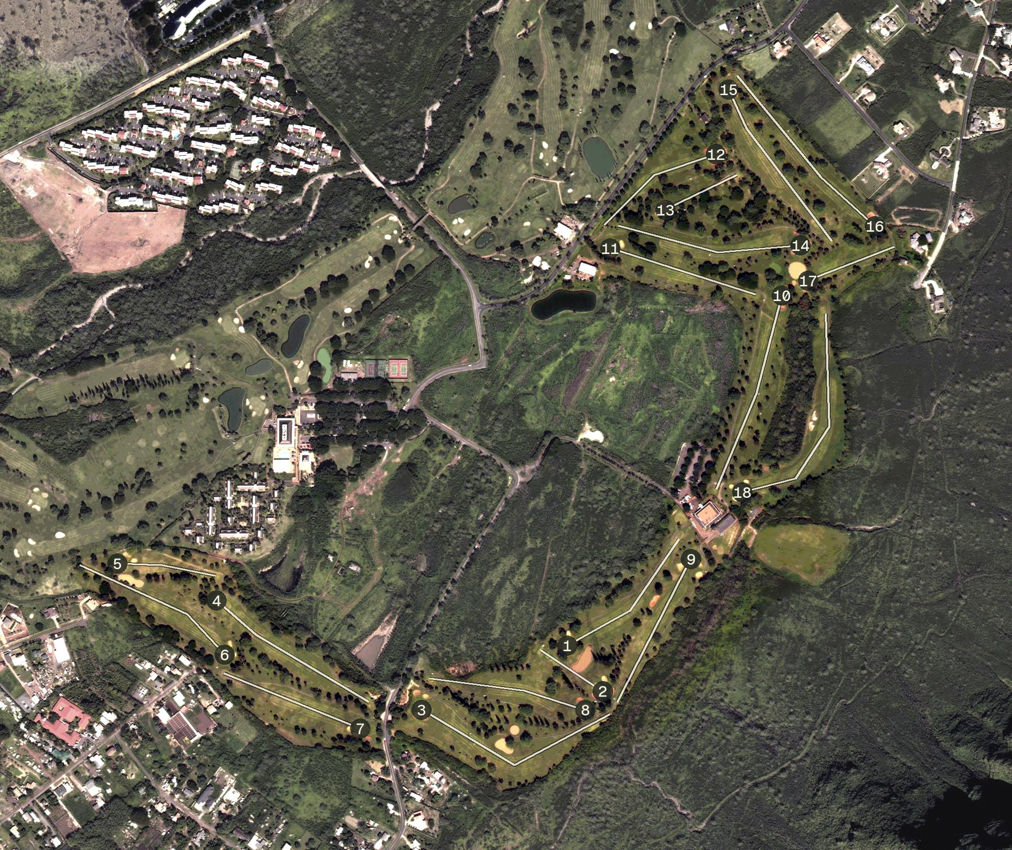Aerial view of Makaha Valley Country Club, HI