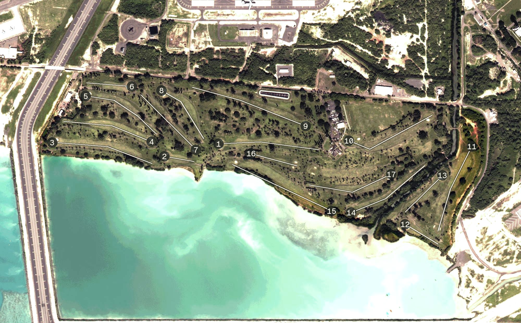 Aerial view of Mamala Bay Golf Course, HI
