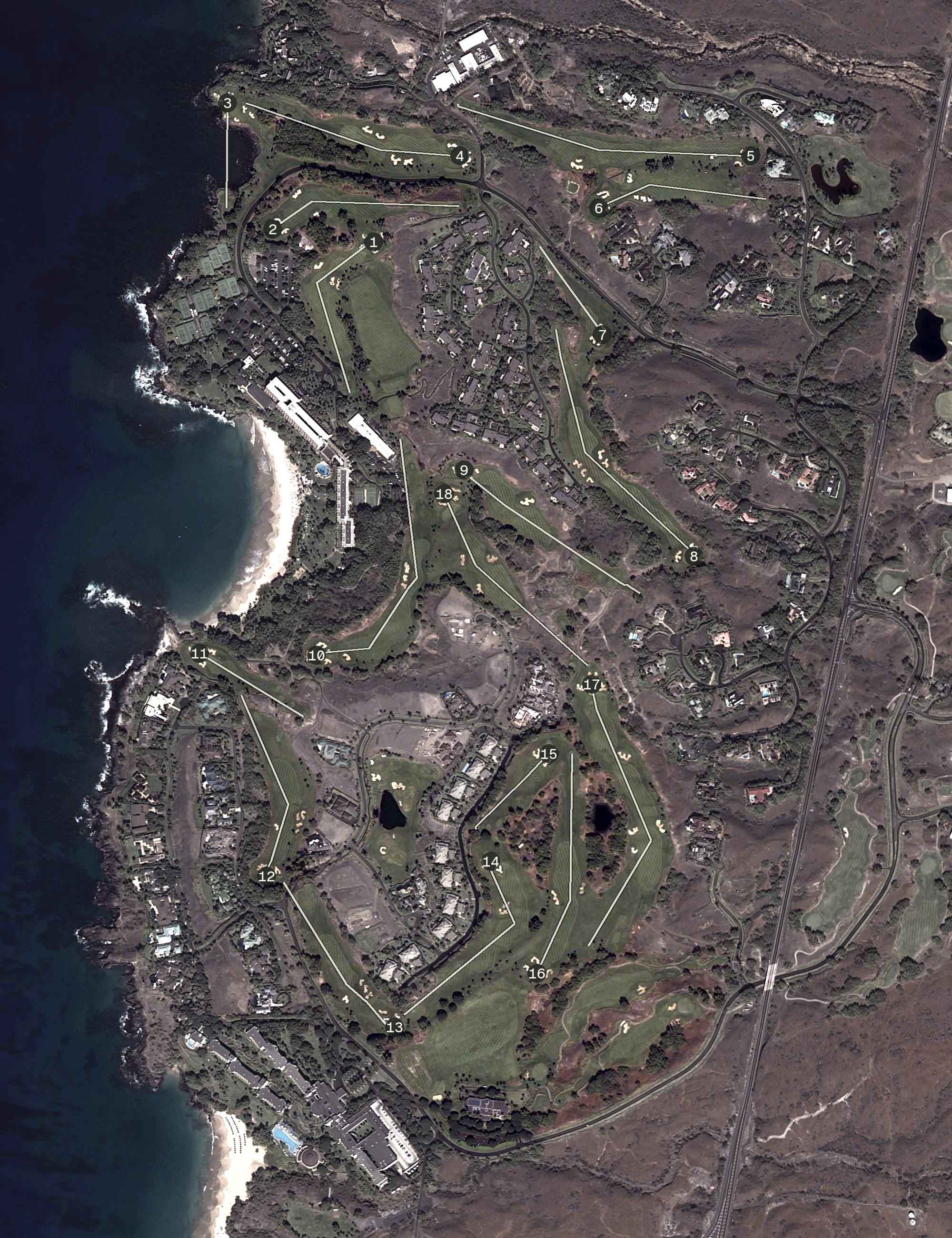 Aerial view of Mauna Kea Golf Course, HI