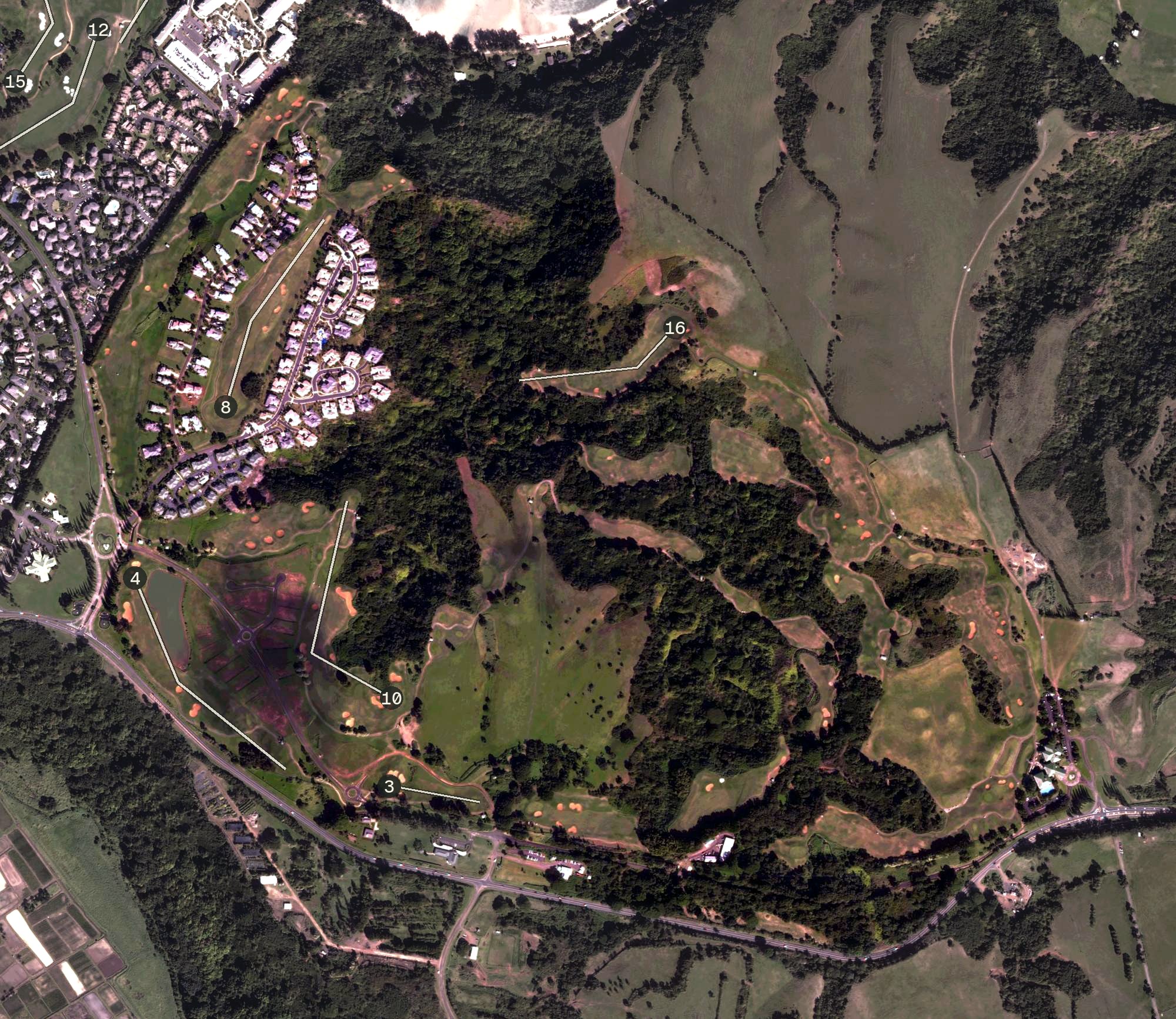 Aerial view of Princeville Golf Club - Prince Course, HI