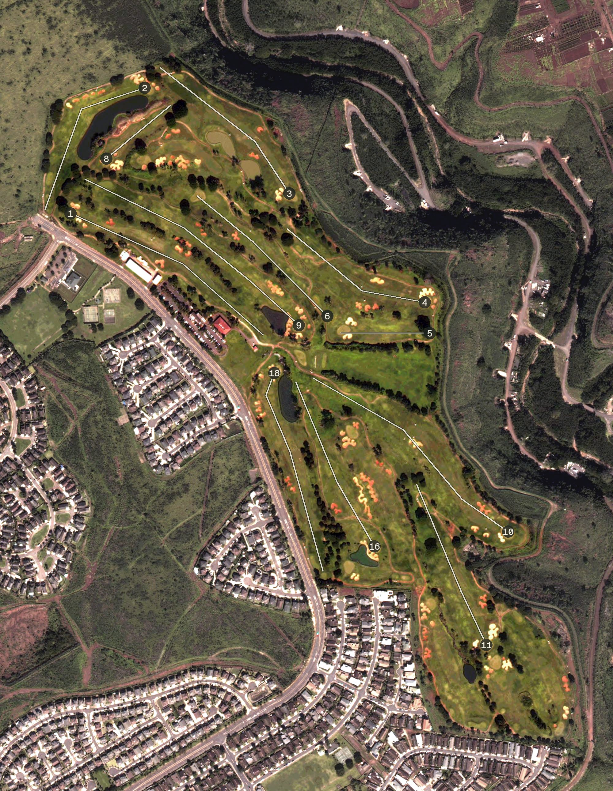 Aerial view of Royal Kunia Country Club, HI