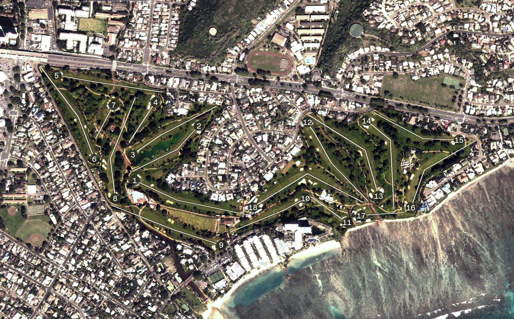 Aerial view of Waiʻalae Country Club, HI
