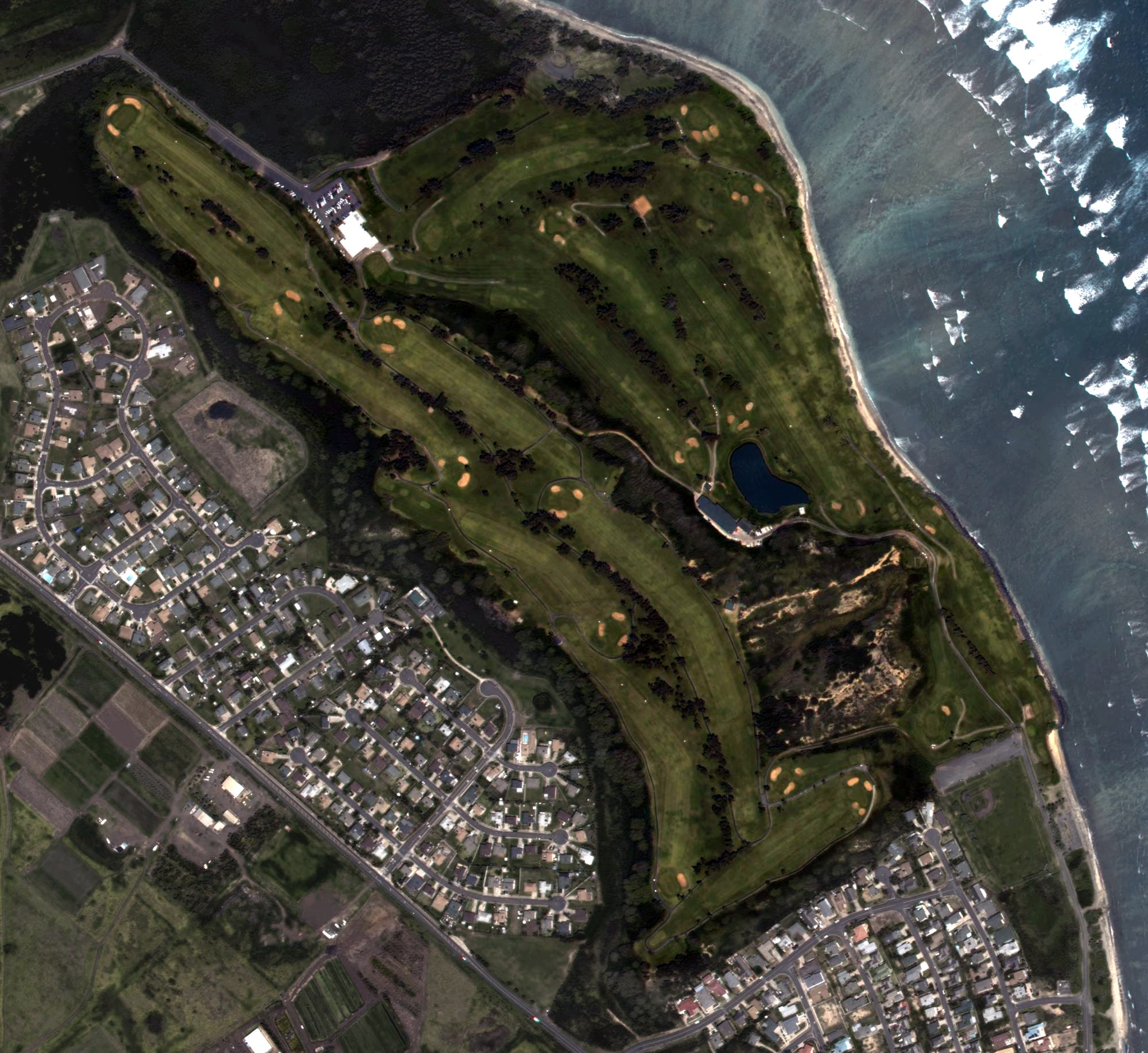 Aerial view of Waiehu Golf Course, HI