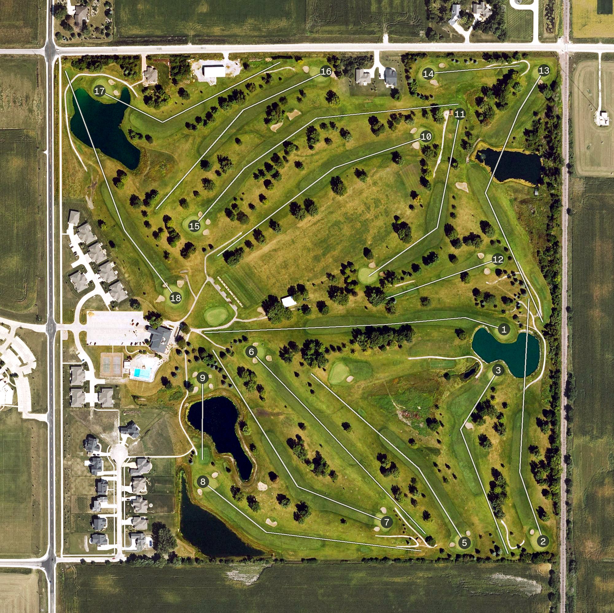 Aerial view of Ames Golf & Country Club, IA