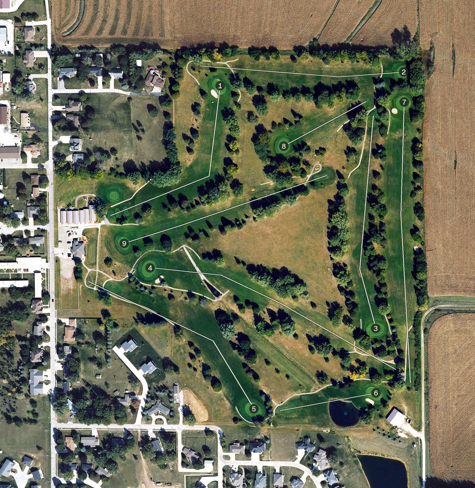 Aerial view of Avoca Golf Club, IA
