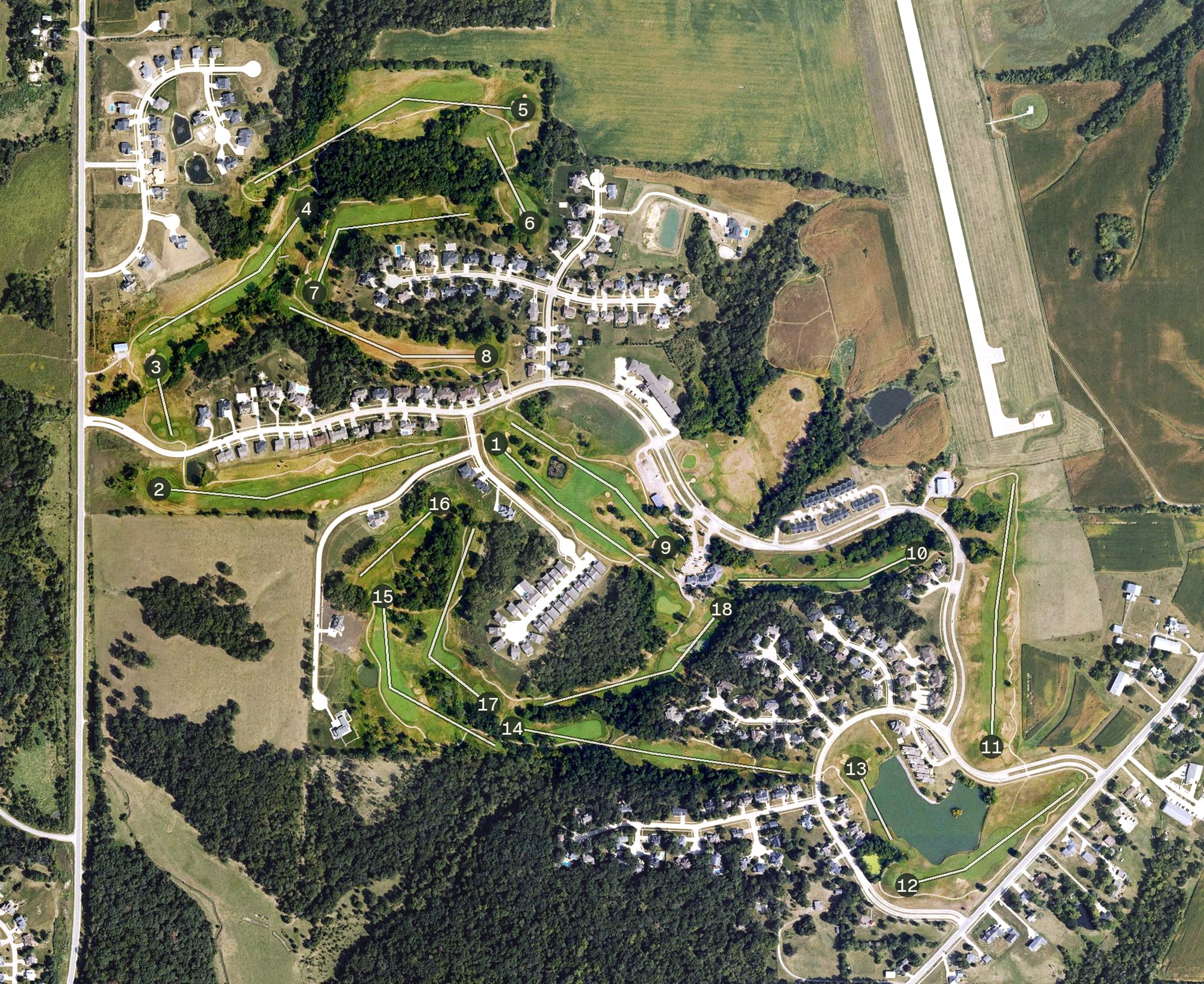 Aerial view of Bos Landen Golf Club, IA