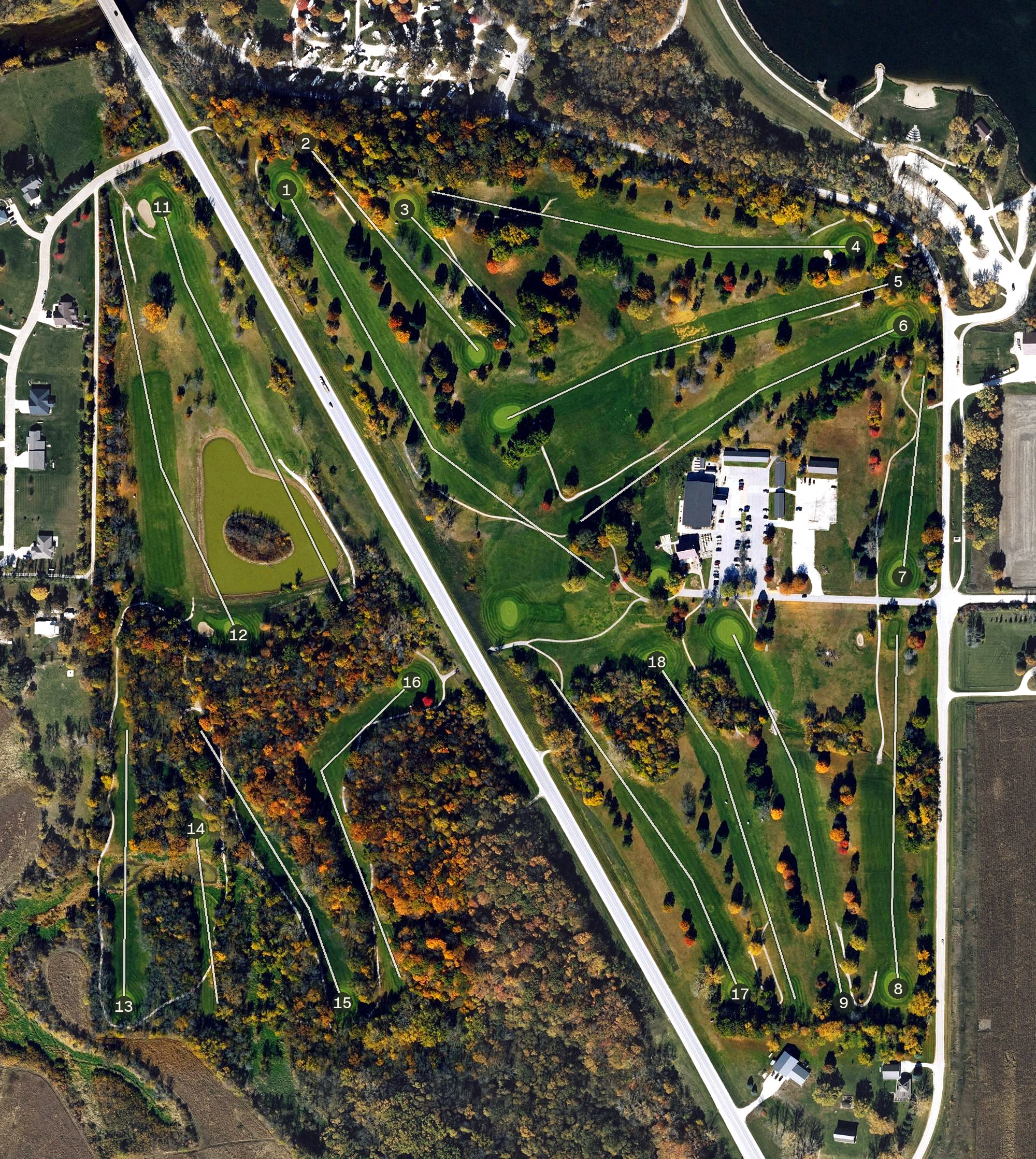 Aerial view of Briggs Woods Golf Course, IA
